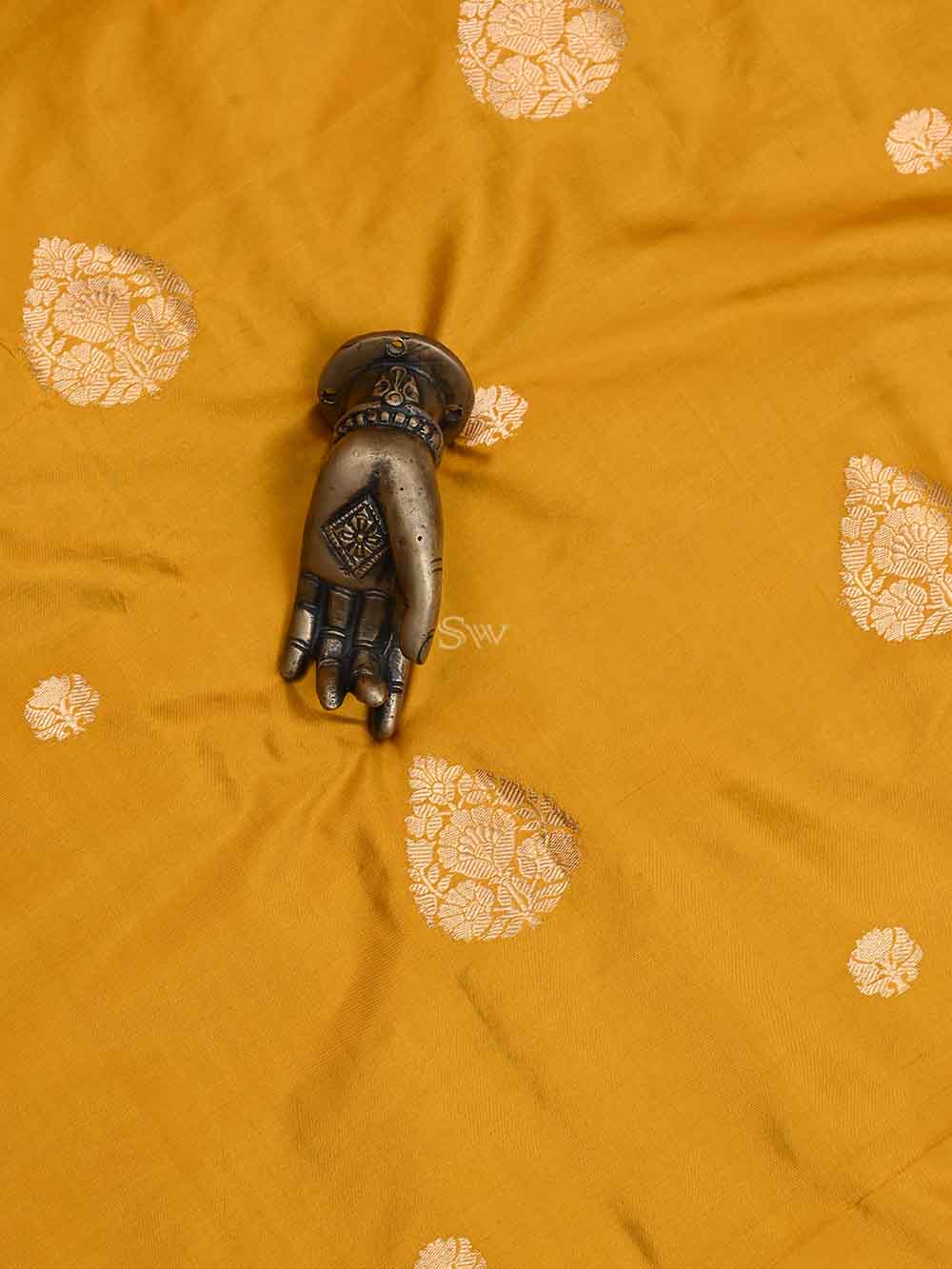 Mustard Katan Silk Handloom Banarasi Suit - Sacred Weaves