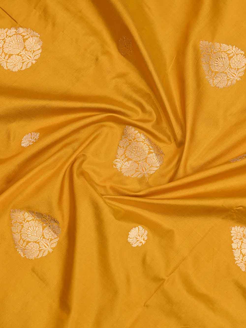 Mustard Katan Silk Handloom Banarasi Suit - Sacred Weaves