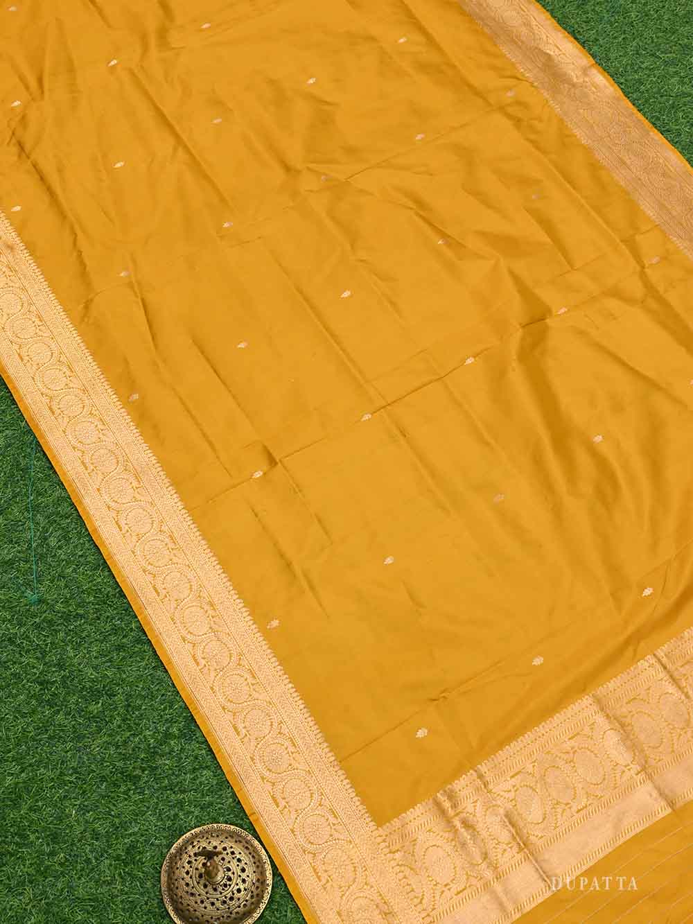 Mustard Katan Silk Handloom Banarasi Suit - Sacred Weaves