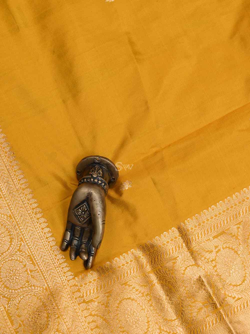 Mustard Katan Silk Handloom Banarasi Suit - Sacred Weaves