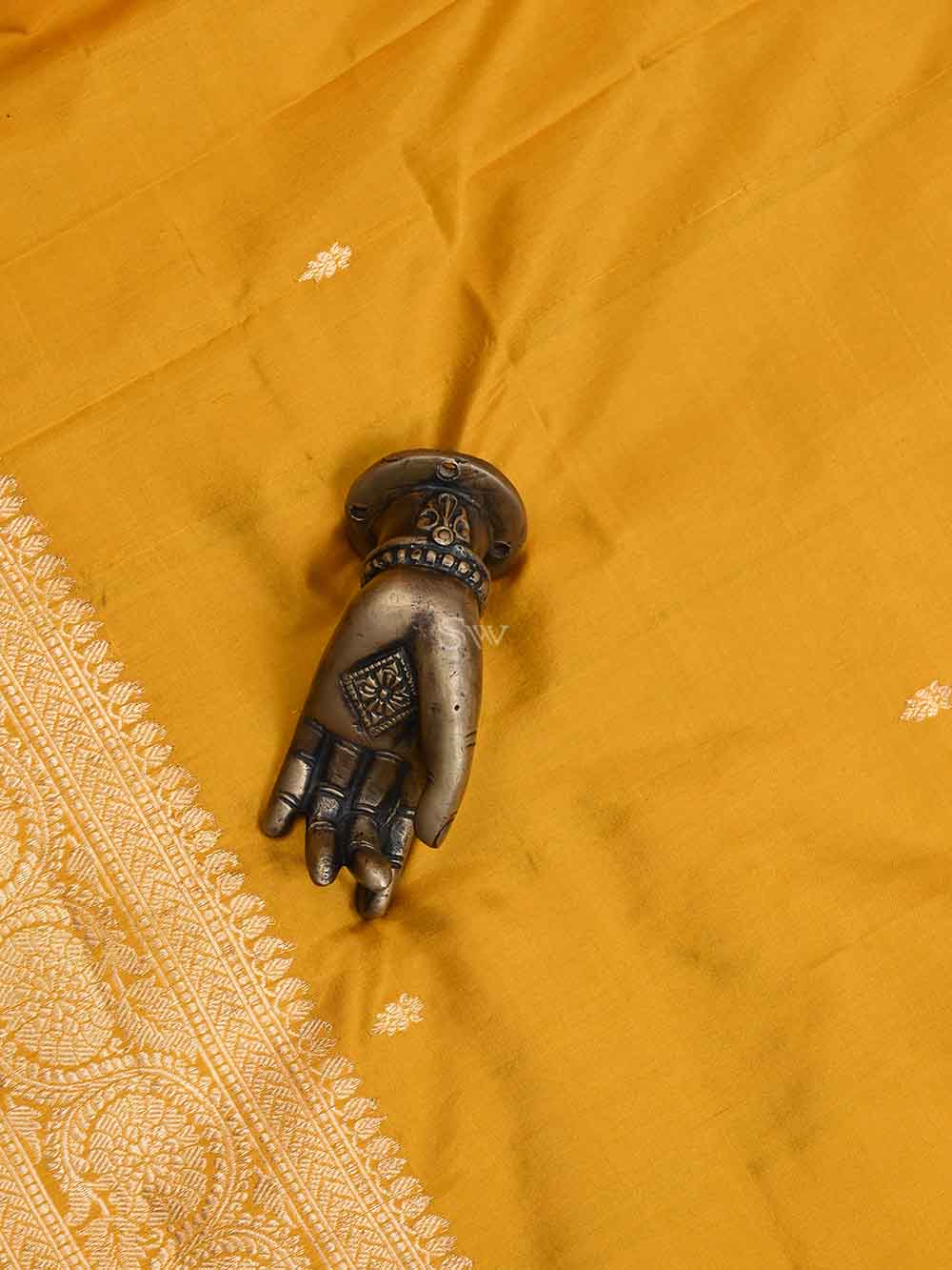 Mustard Katan Silk Handloom Banarasi Suit - Sacred Weaves