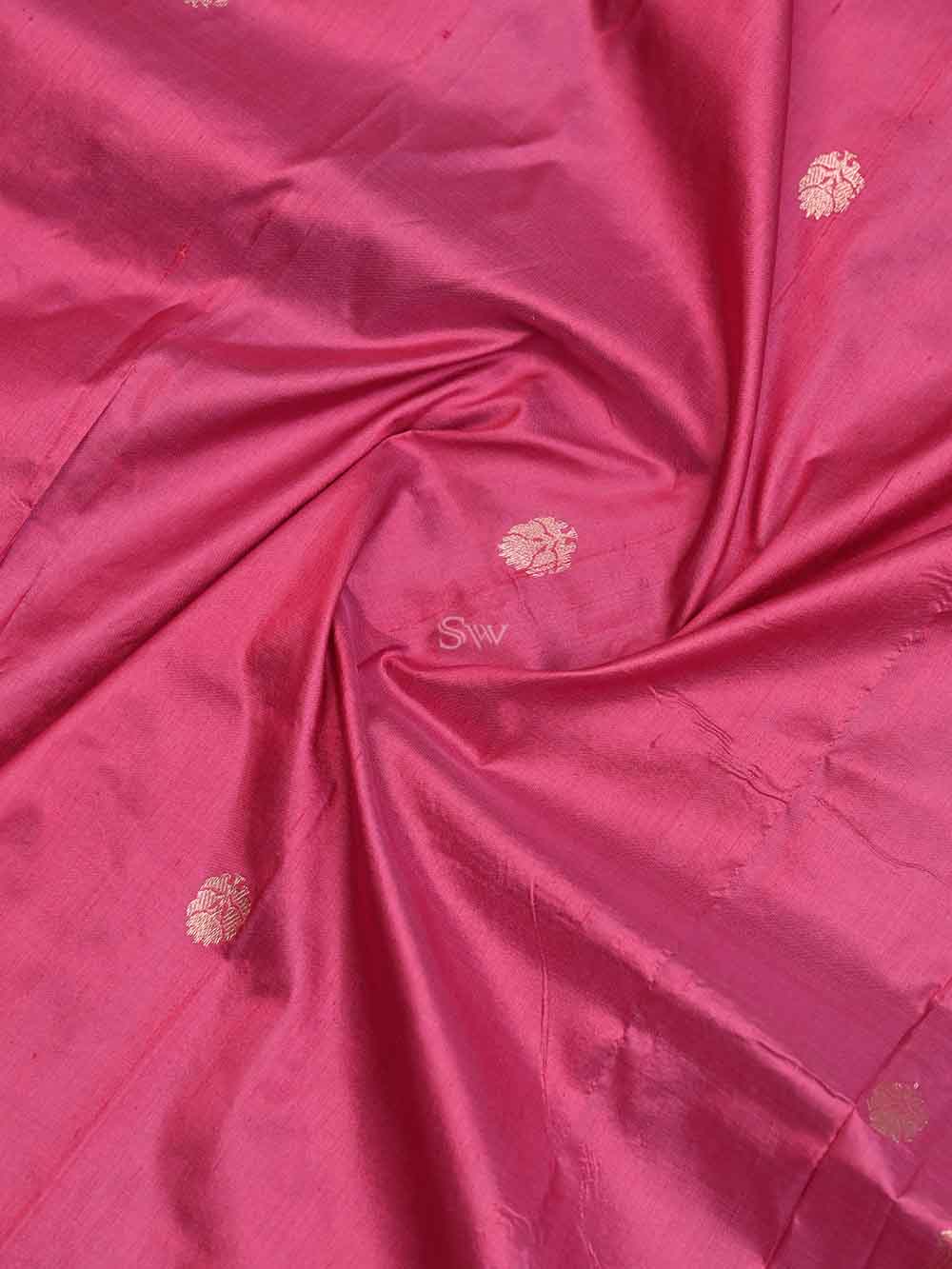 Dark Pink Katan Silk Handloom Banarasi Suit - Sacred Weaves