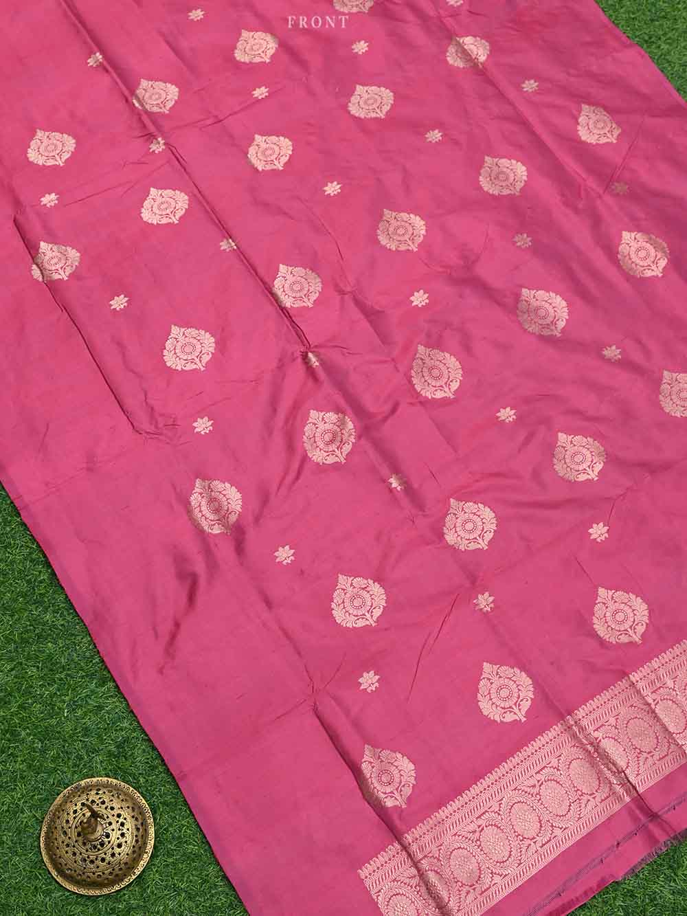 Dark Pink Katan Silk Handloom Banarasi Suit - Sacred Weaves