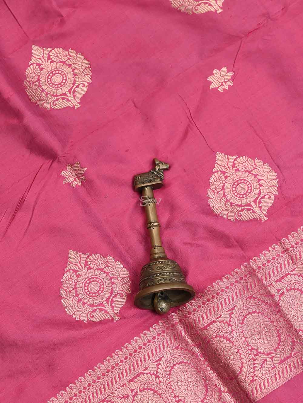 Dark Pink Katan Silk Handloom Banarasi Suit - Sacred Weaves