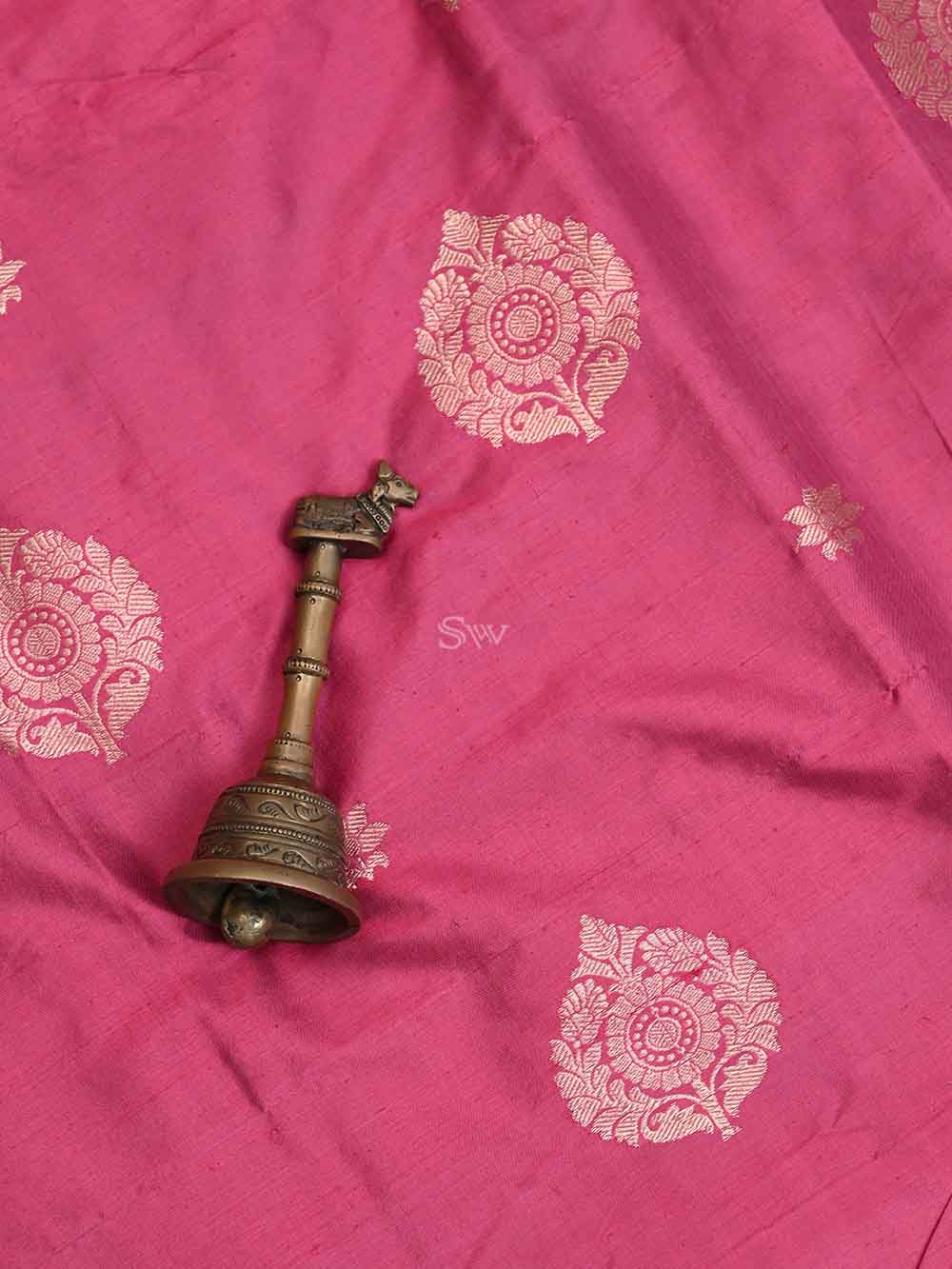 Dark Pink Katan Silk Handloom Banarasi Suit - Sacred Weaves