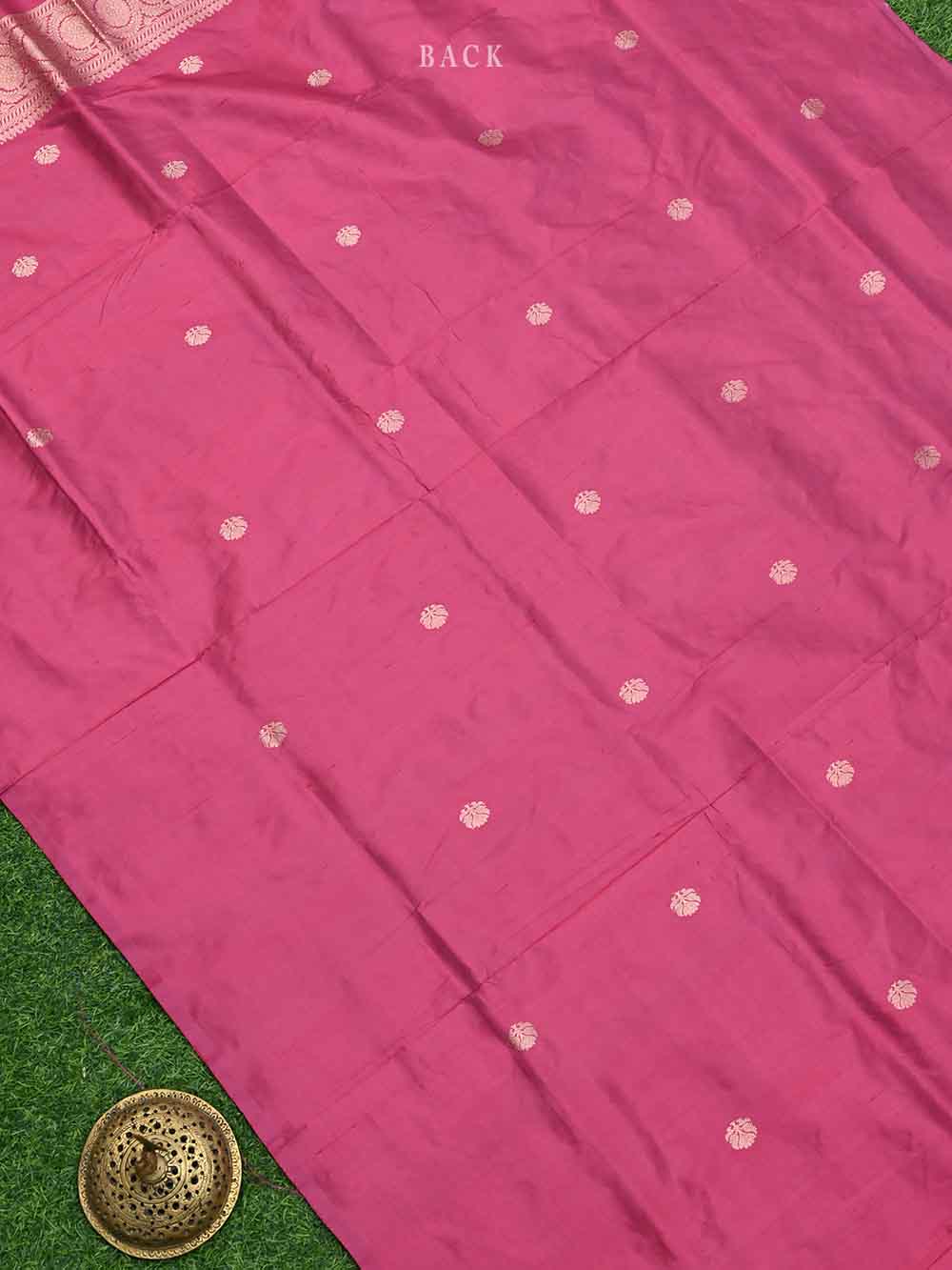 Dark Pink Katan Silk Handloom Banarasi Suit - Sacred Weaves