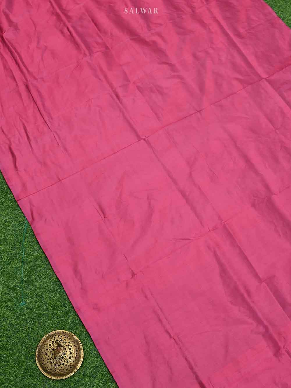 Dark Pink Katan Silk Handloom Banarasi Suit - Sacred Weaves