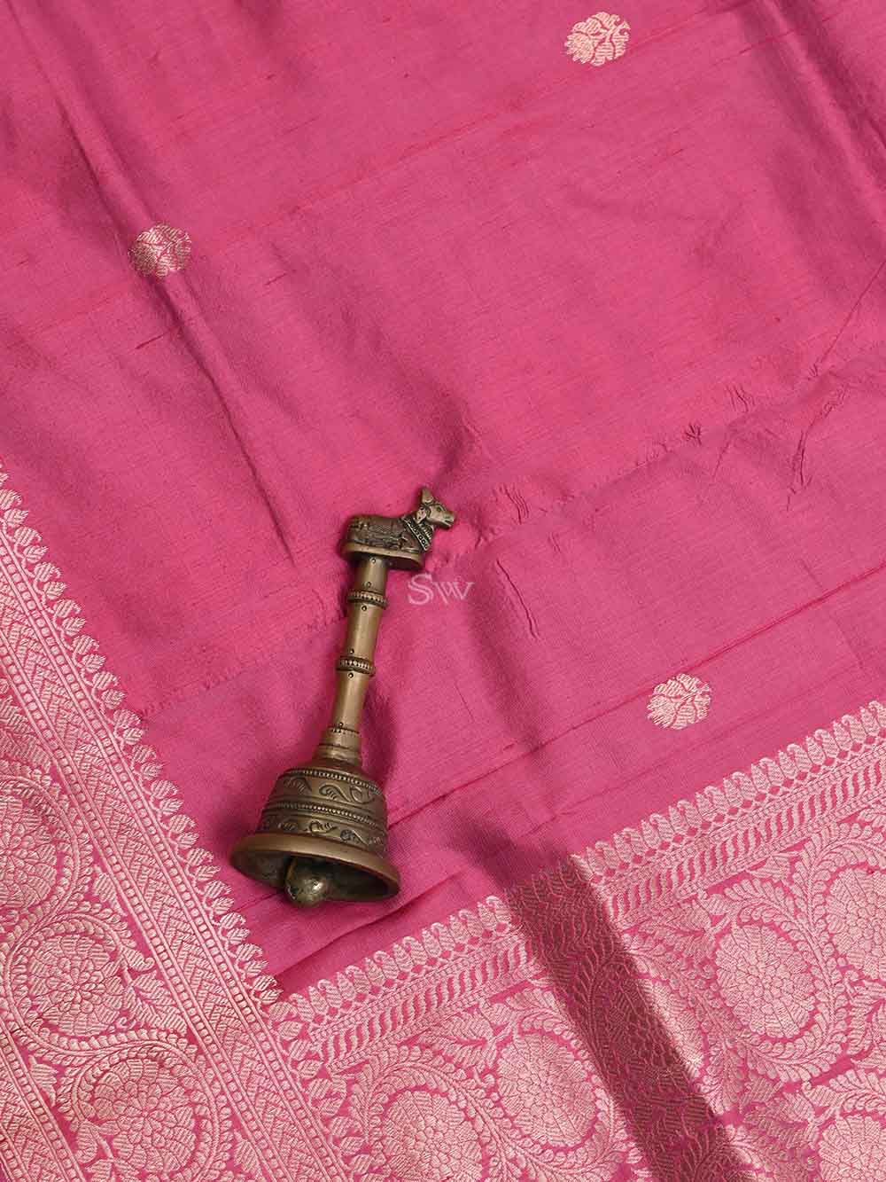 Dark Pink Katan Silk Handloom Banarasi Suit - Sacred Weaves