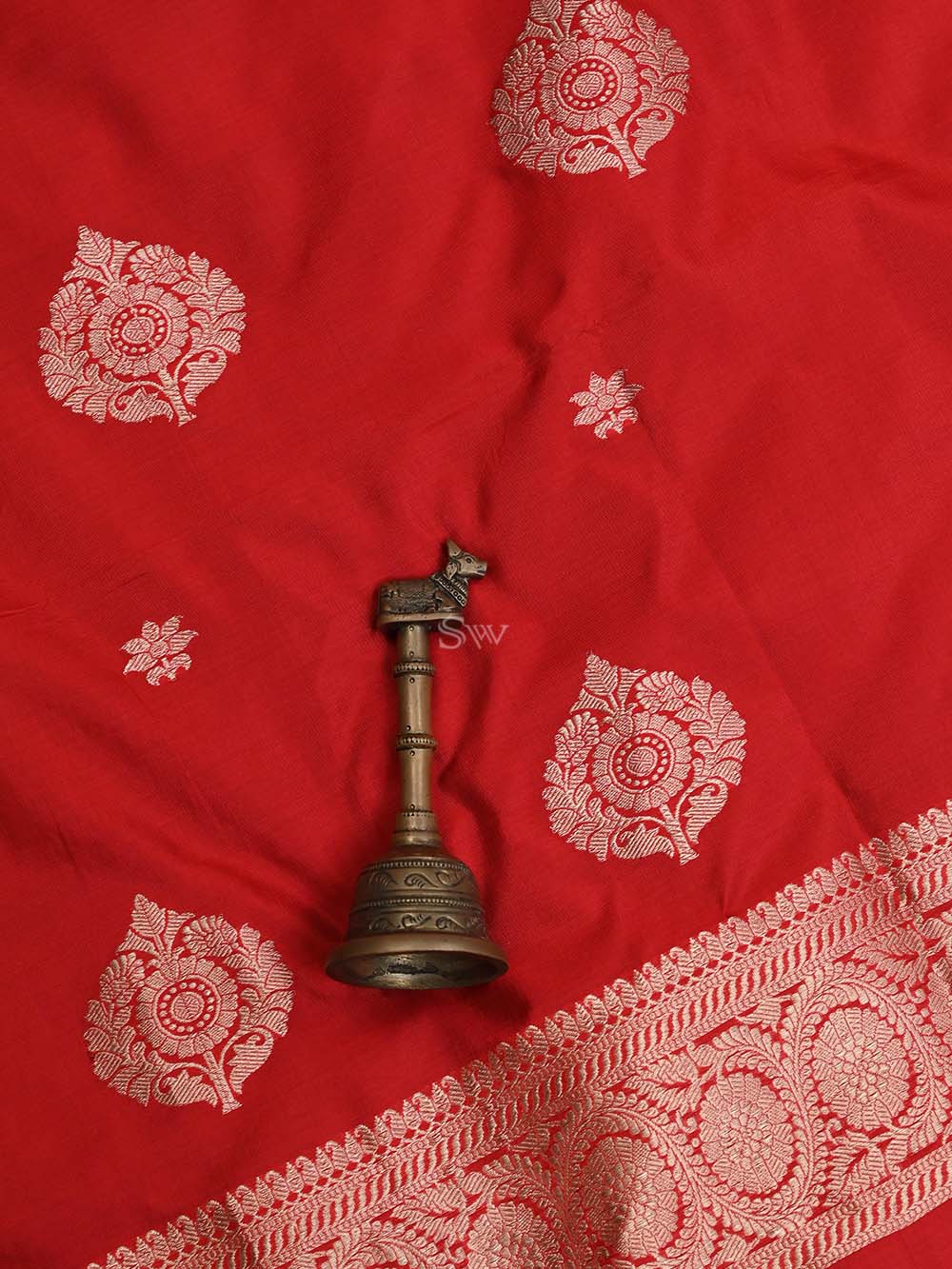 Red Katan Silk Handloom Banarasi Suit - Sacred Weaves
