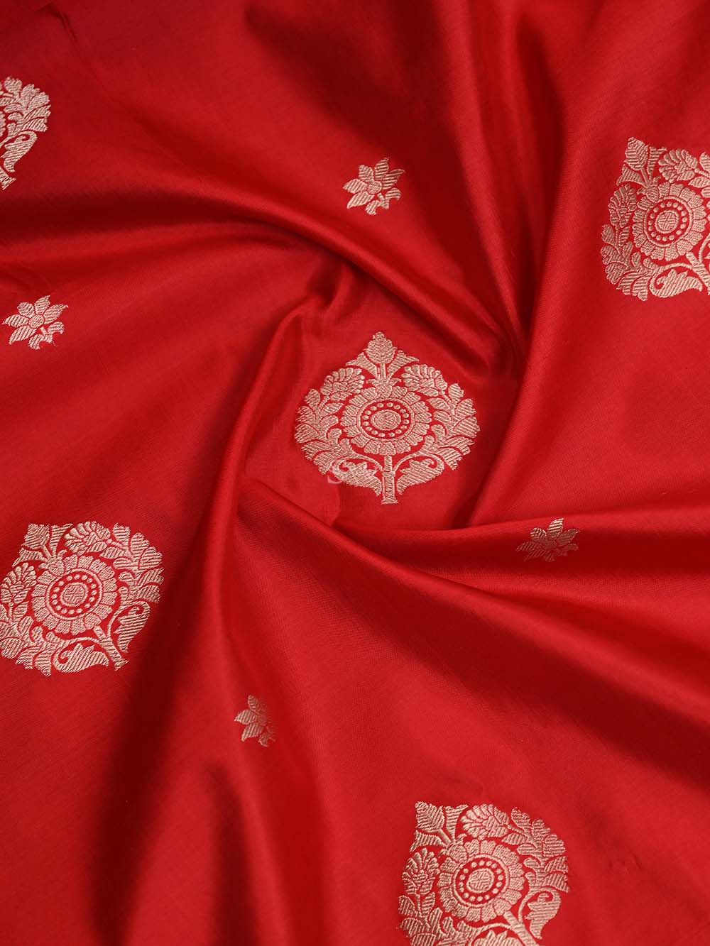 Red Katan Silk Handloom Banarasi Suit - Sacred Weaves