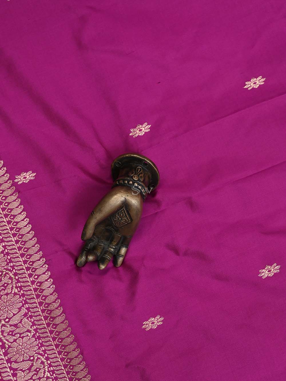 Dark Pink Katan Silk Handloom Banarasi Suit - Sacred Weaves