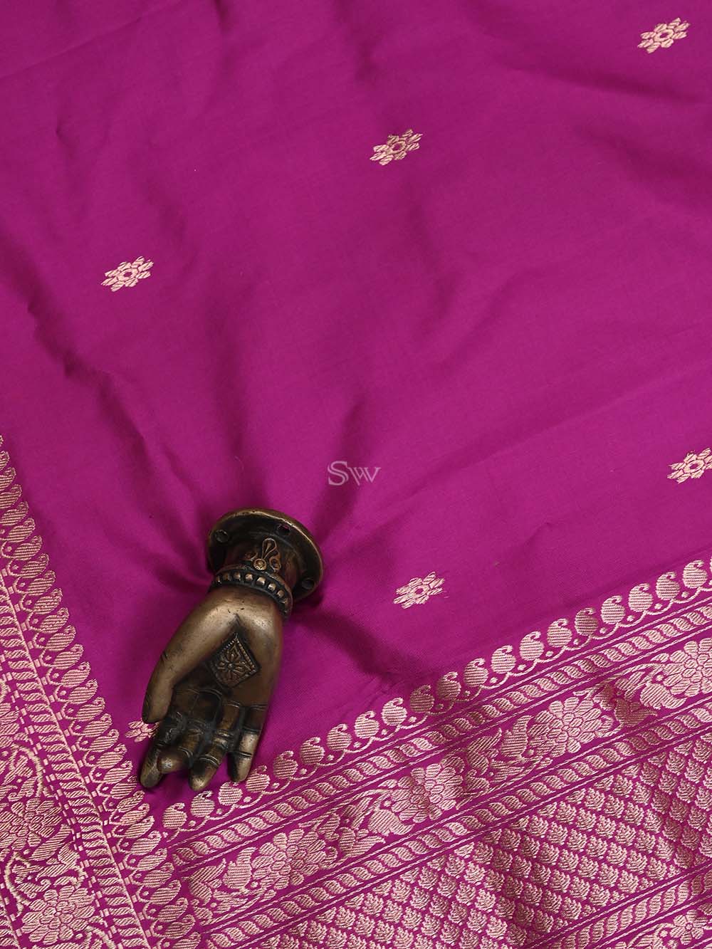 Dark Pink Katan Silk Handloom Banarasi Suit - Sacred Weaves