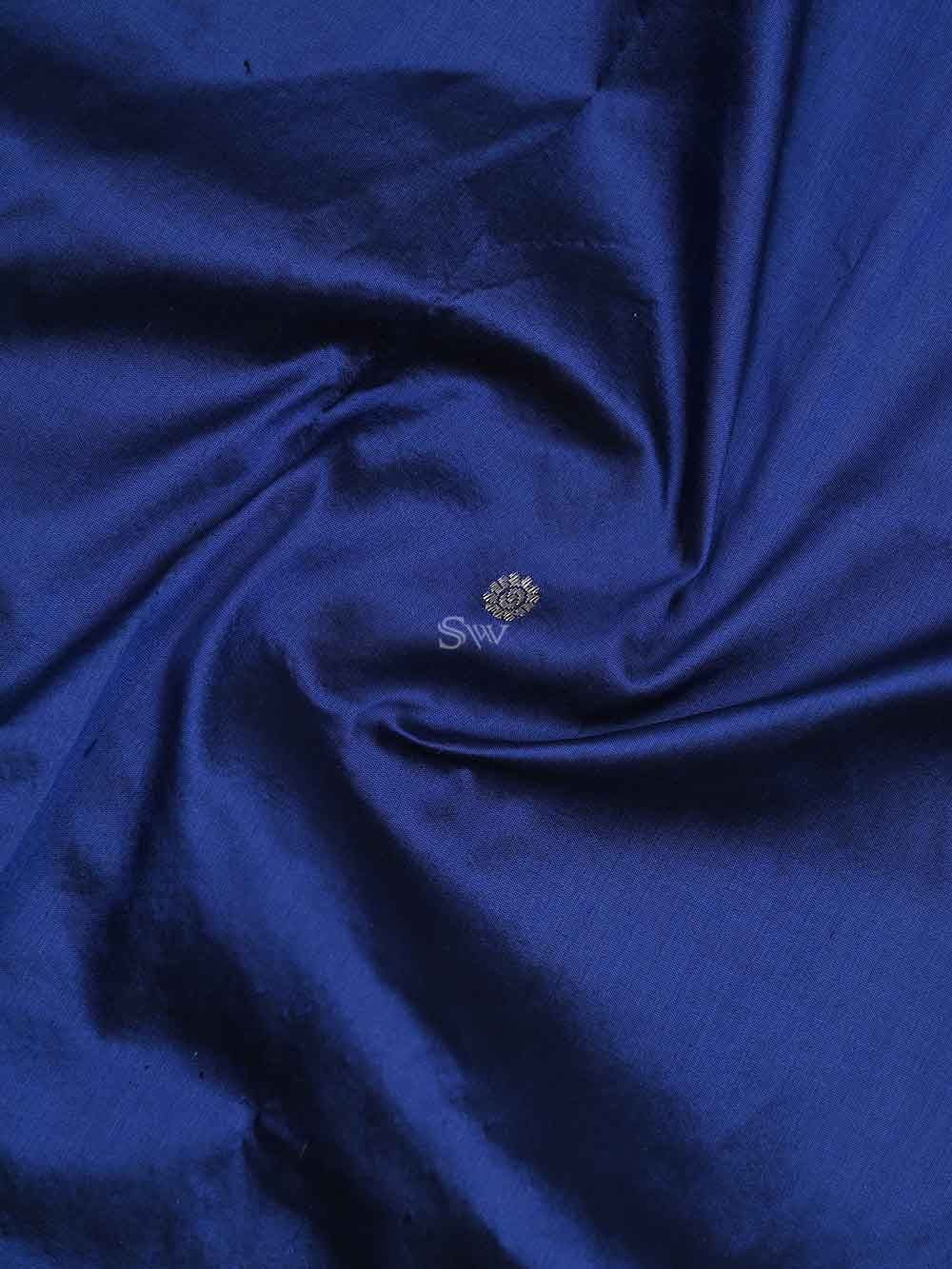 Navy Blue Katan Silk Handloom Banarasi Suit - Sacred Weaves