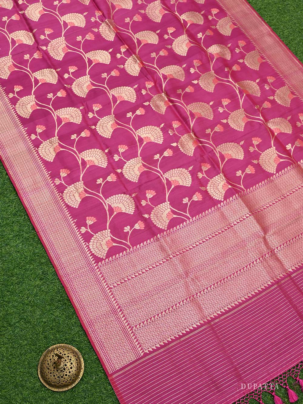 Magenta Tussar Silk Handloom Banarasi Suit - Sacred Weaves