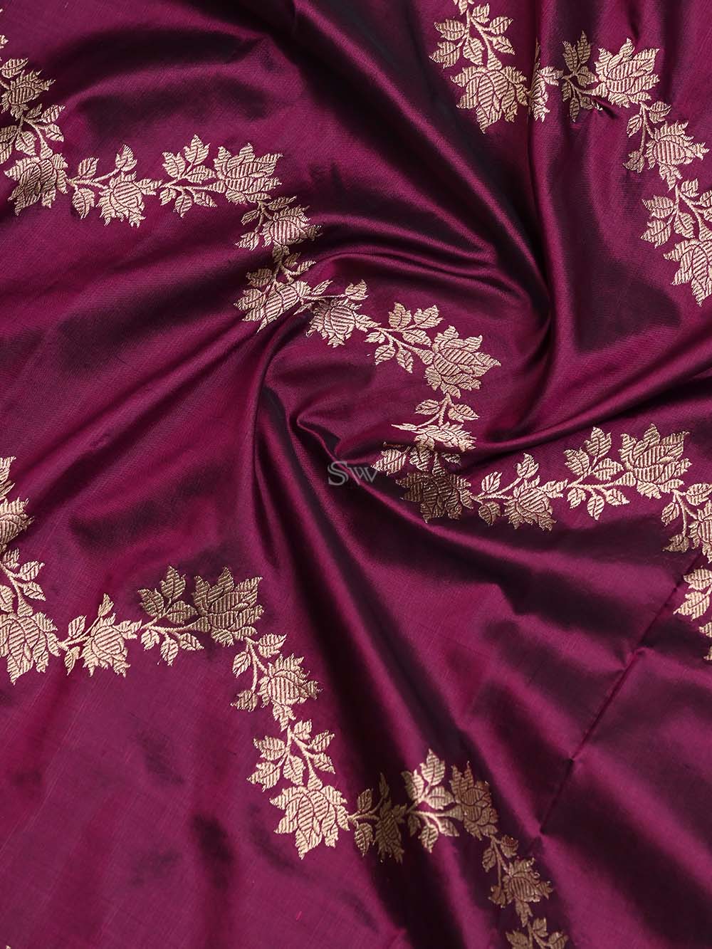 Dark Magenta Katan Silk Handloom Banarasi Suit - Sacred Weaves