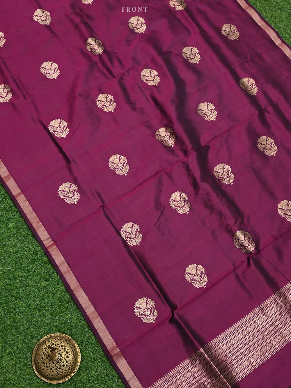 Dark Magenta Katan Silk Handloom Banarasi Suit - Sacred Weaves