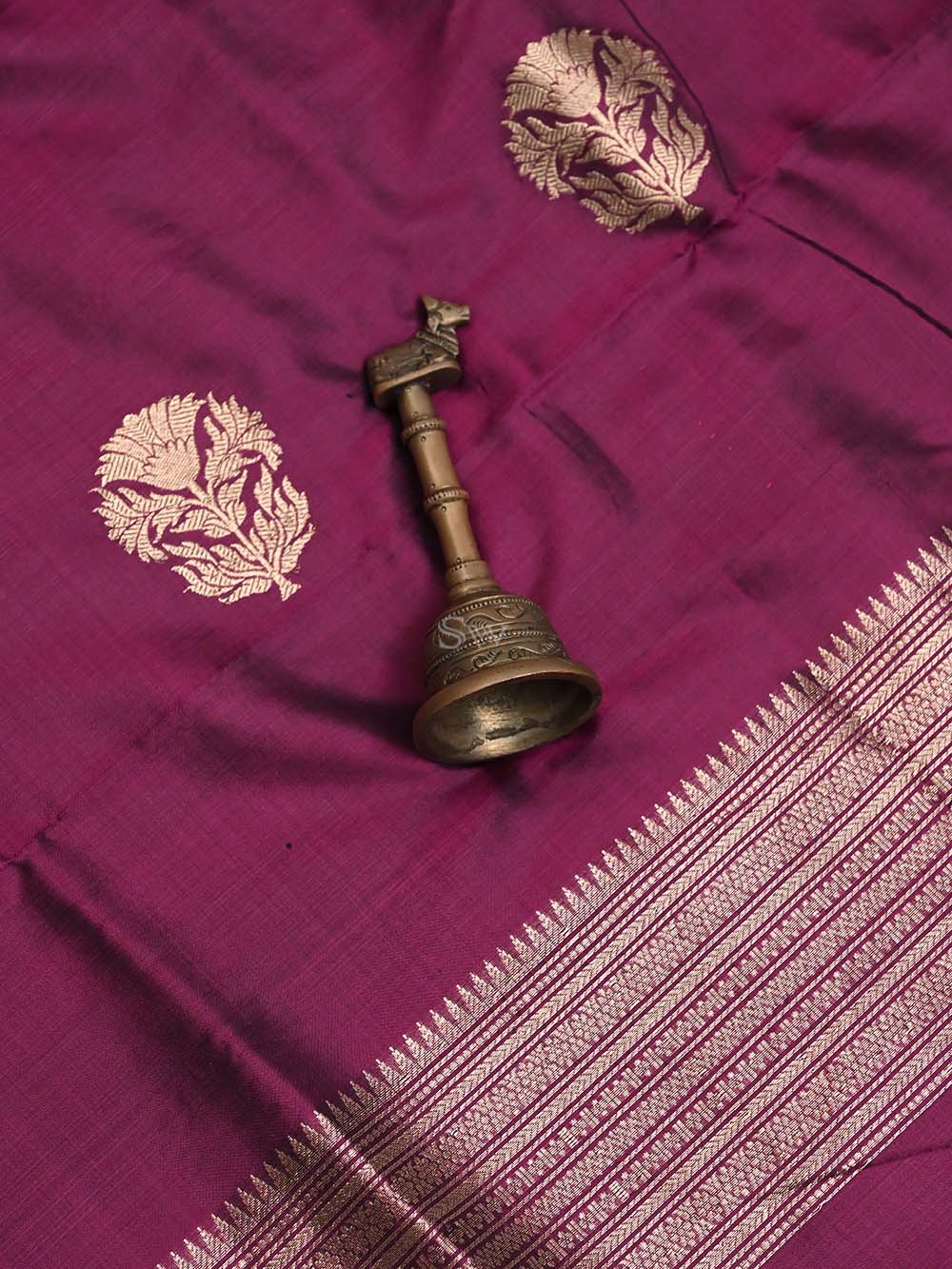Dark Magenta Katan Silk Handloom Banarasi Suit - Sacred Weaves