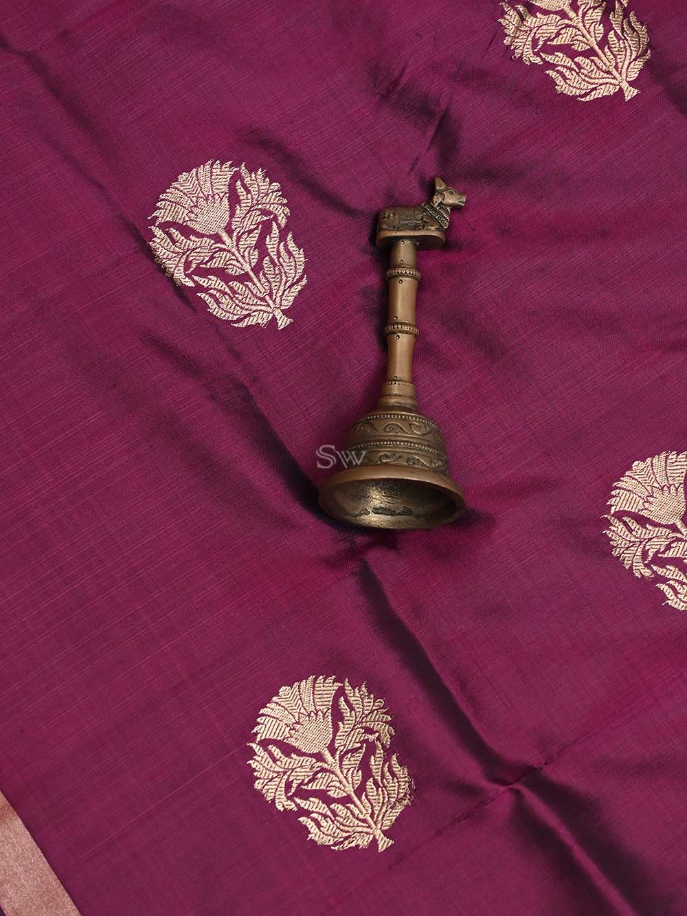 Dark Magenta Katan Silk Handloom Banarasi Suit - Sacred Weaves