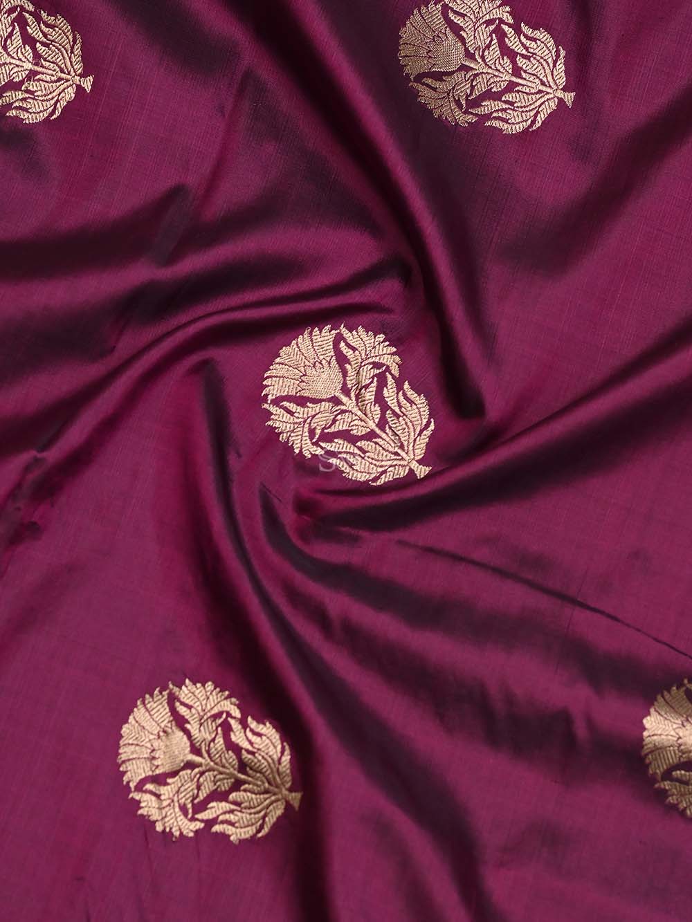 Dark Magenta Katan Silk Handloom Banarasi Suit - Sacred Weaves