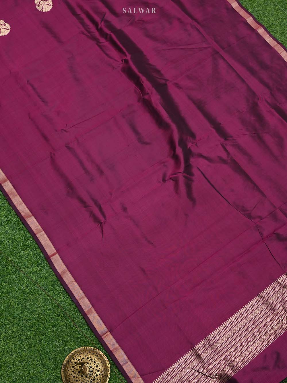 Dark Magenta Katan Silk Handloom Banarasi Suit - Sacred Weaves