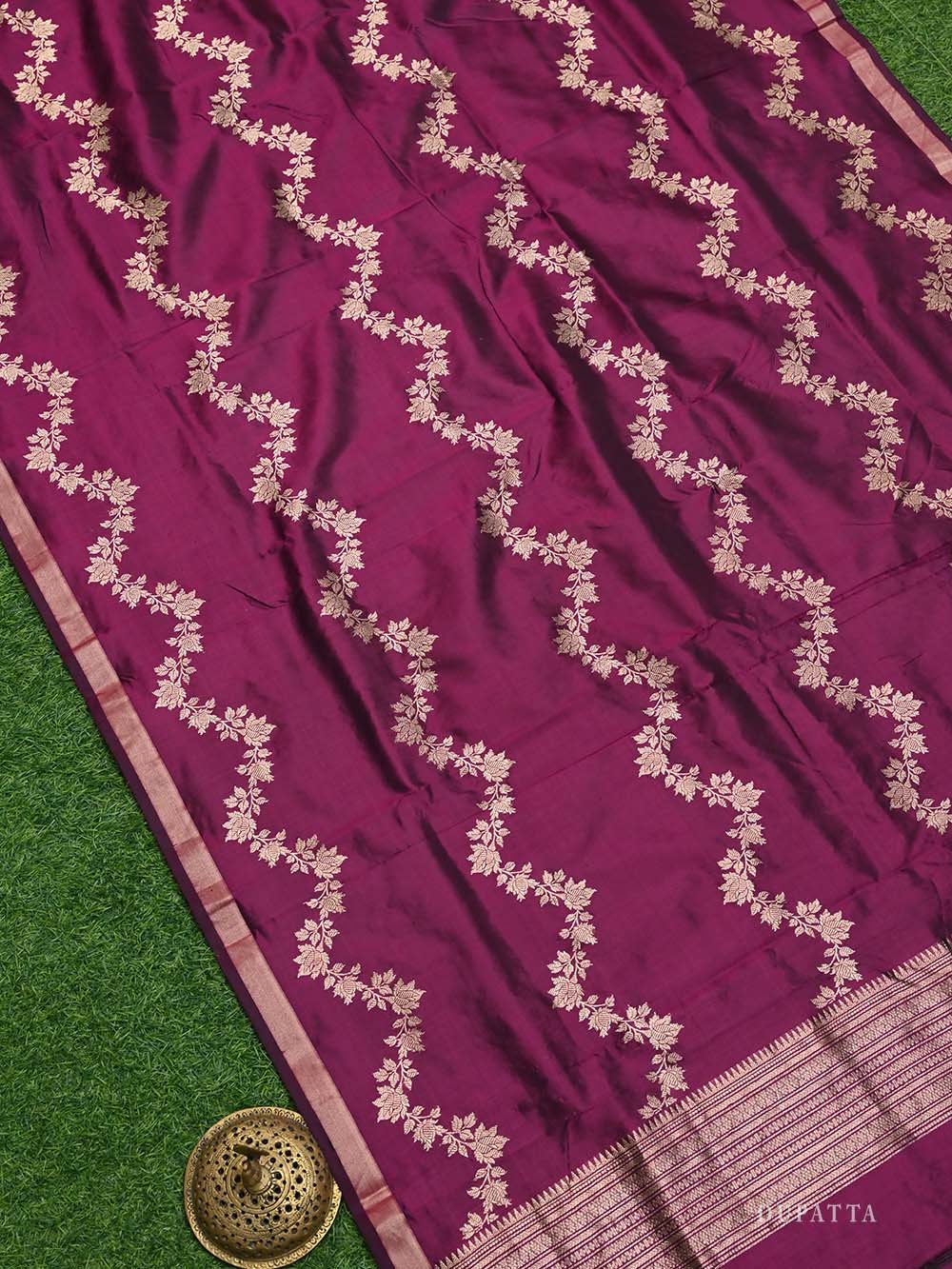 Dark Magenta Katan Silk Handloom Banarasi Suit - Sacred Weaves