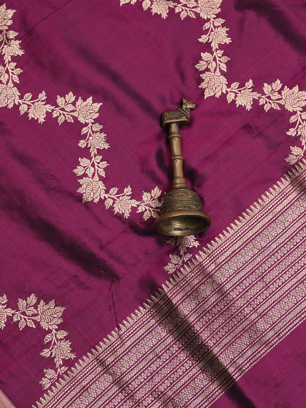 Dark Magenta Katan Silk Handloom Banarasi Suit - Sacred Weaves