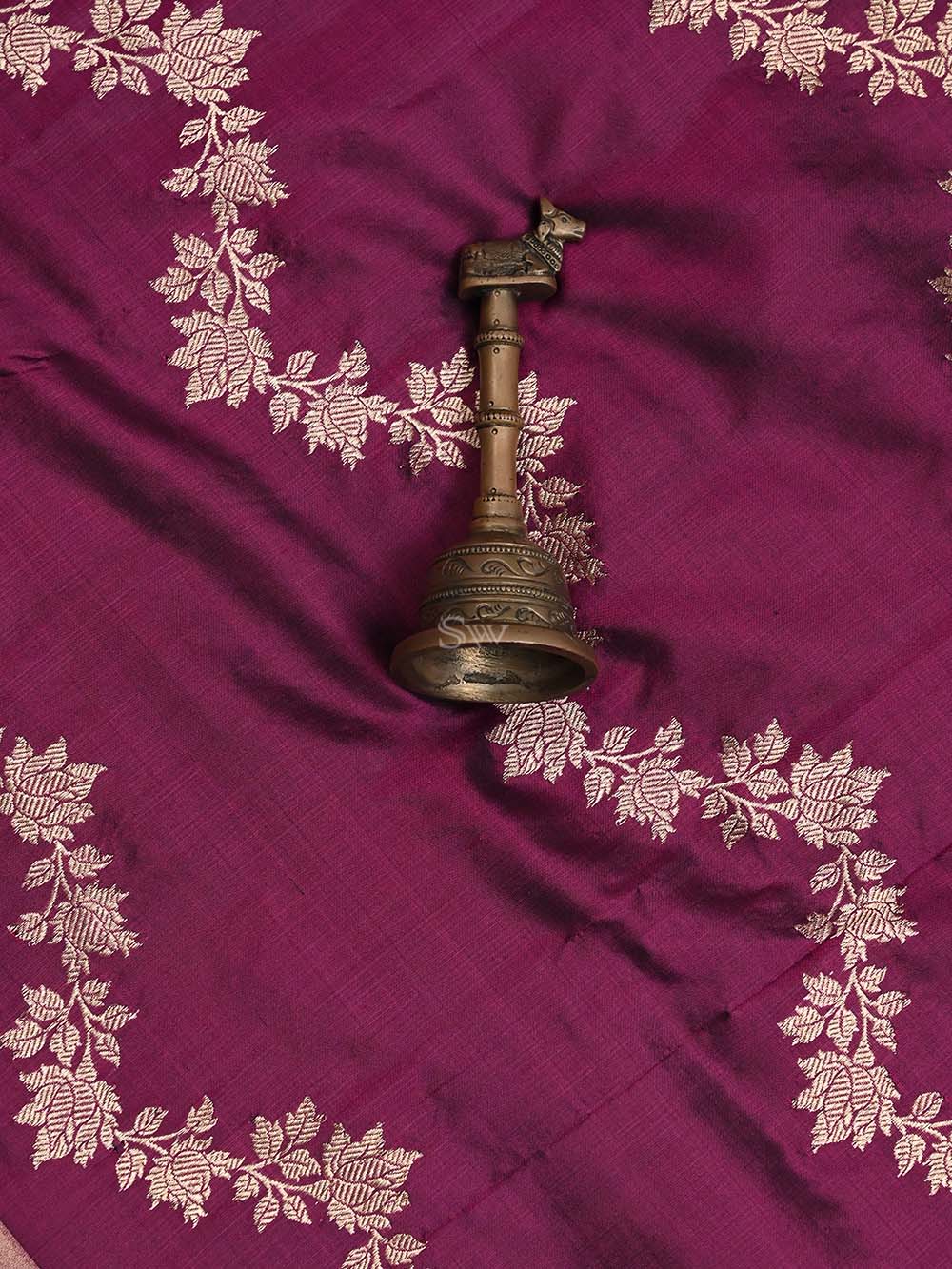 Dark Magenta Katan Silk Handloom Banarasi Suit - Sacred Weaves