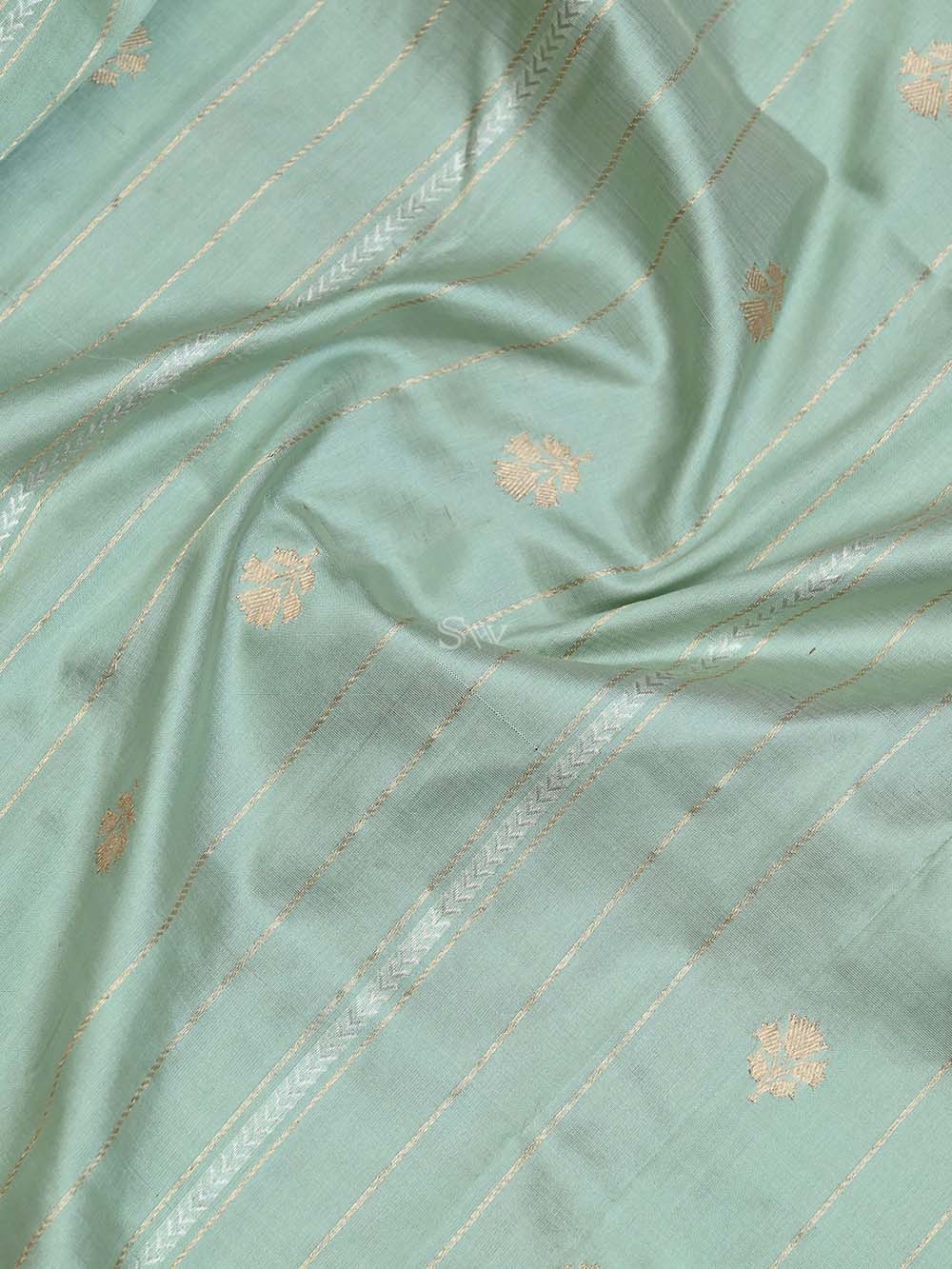 Mint Green Katan Silk Handloom Banarasi Suit - Sacred Weaves