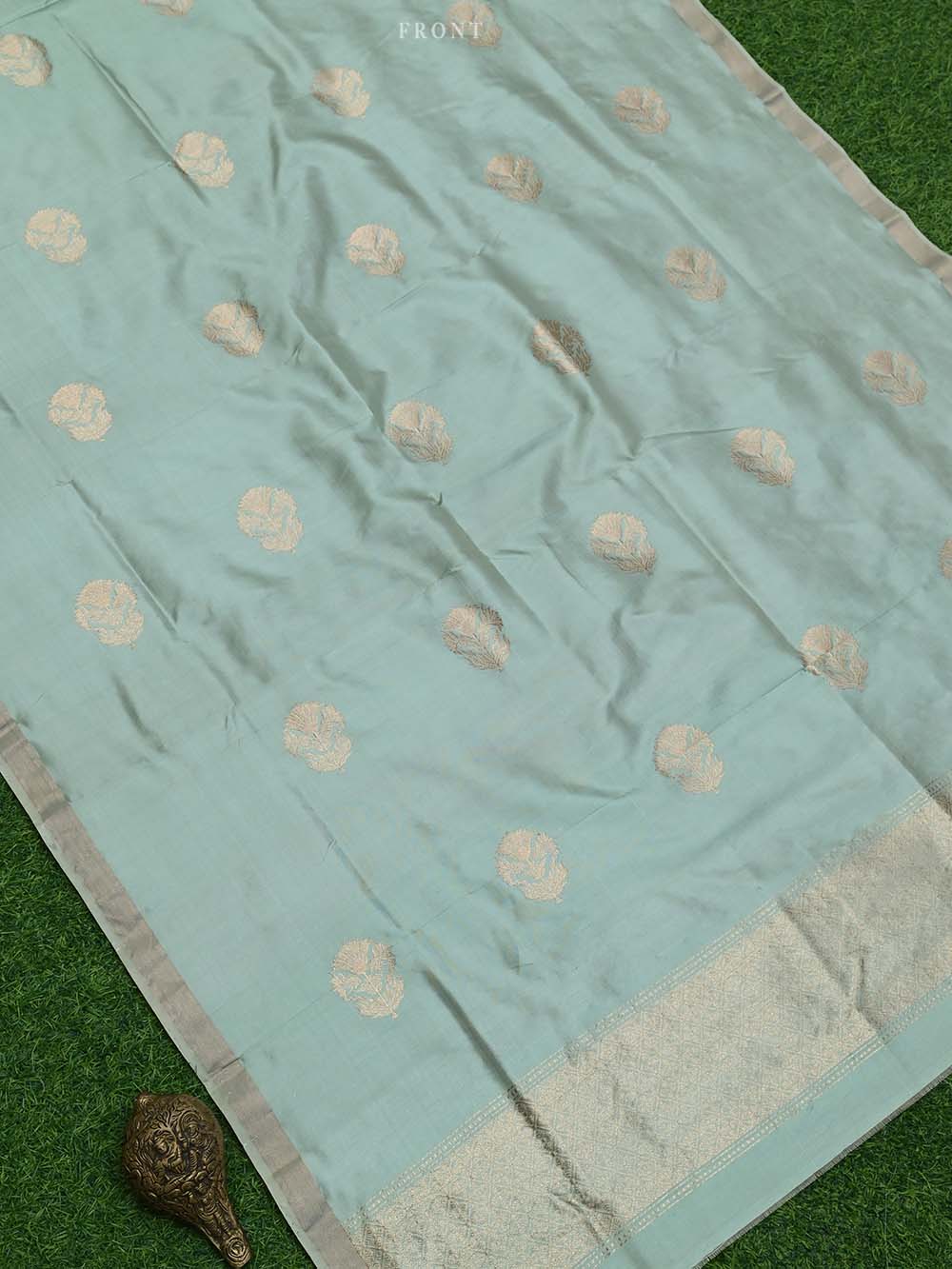 Mint Green Katan Silk Handloom Banarasi Suit - Sacred Weaves