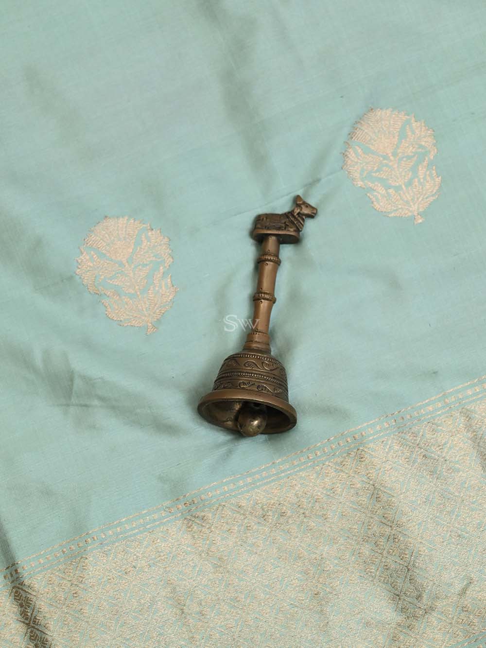 Mint Green Katan Silk Handloom Banarasi Suit - Sacred Weaves