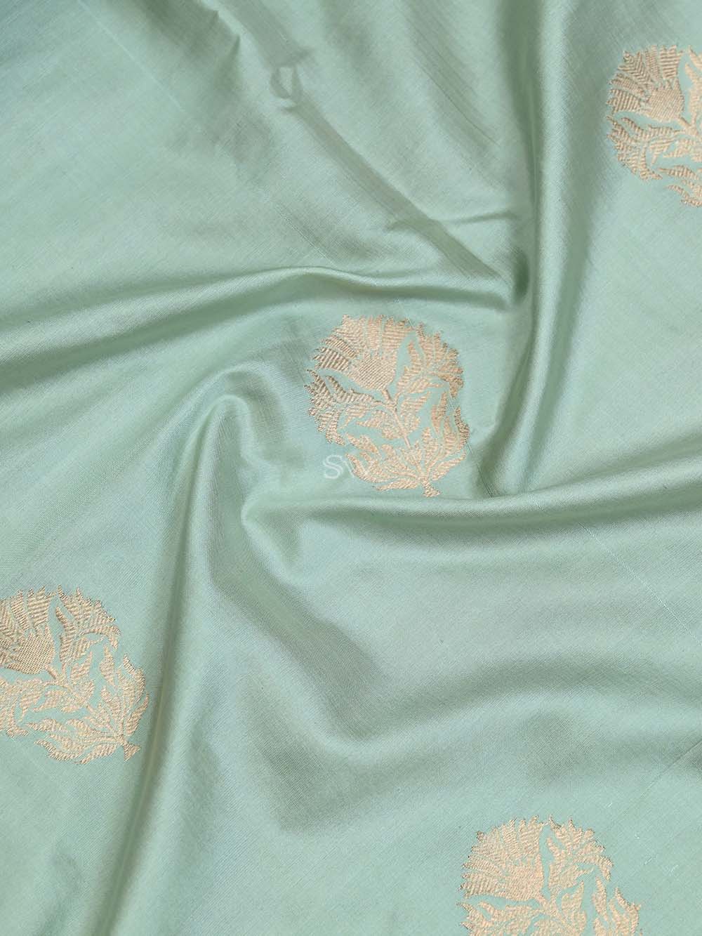 Mint Green Katan Silk Handloom Banarasi Suit - Sacred Weaves