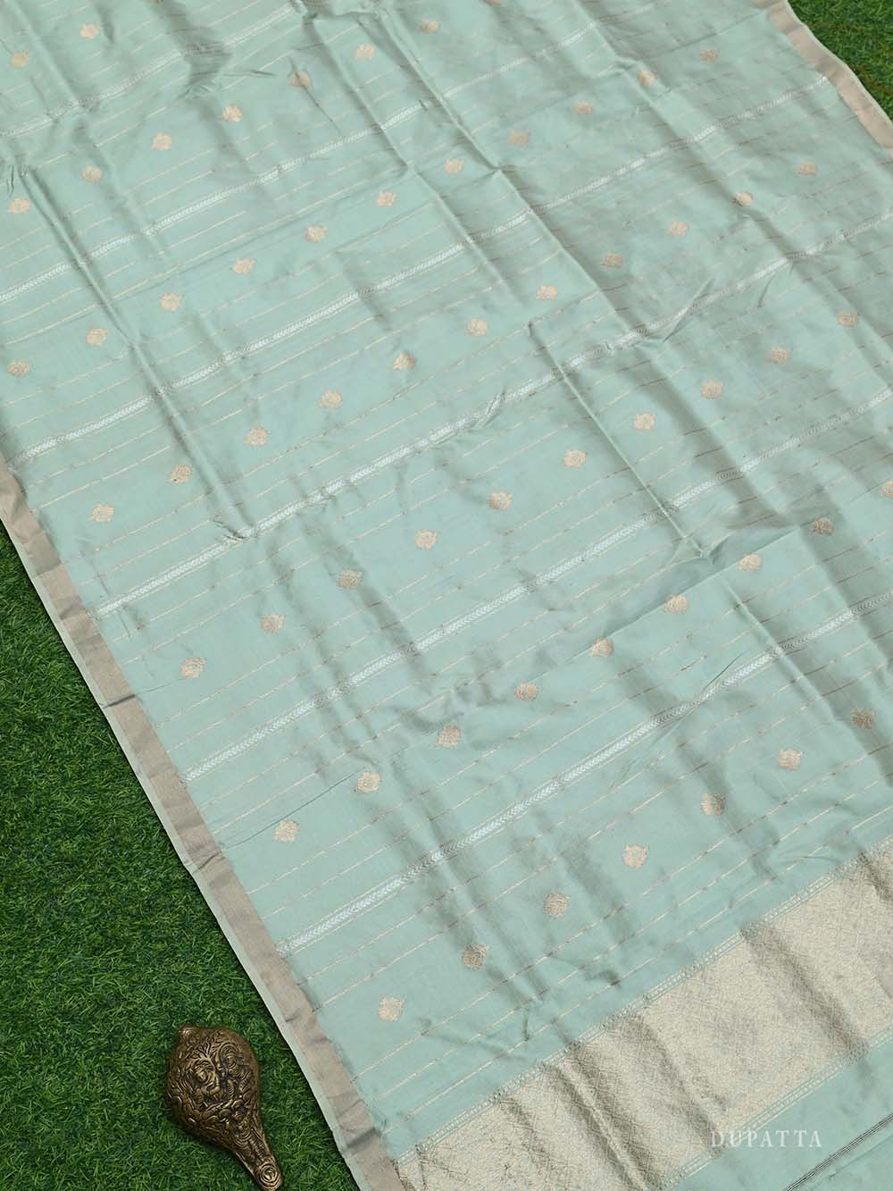 Mint Green Katan Silk Handloom Banarasi Suit - Sacred Weaves