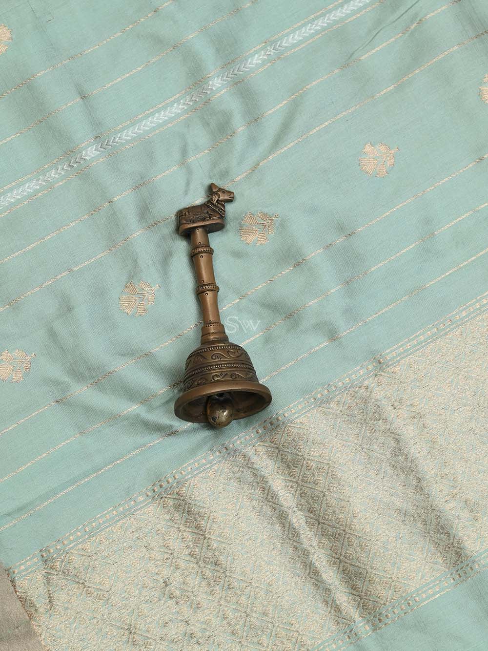 Mint Green Katan Silk Handloom Banarasi Suit - Sacred Weaves