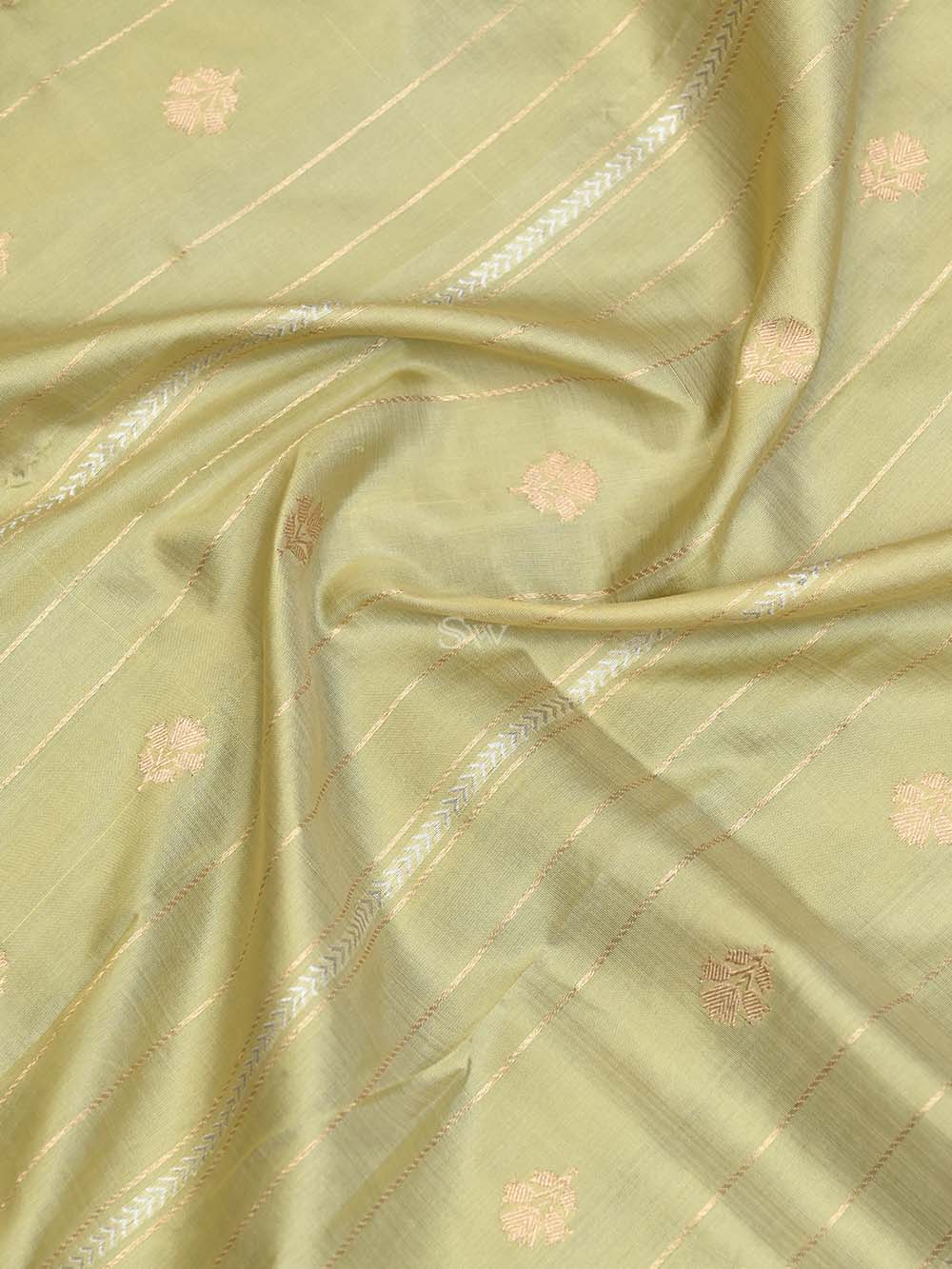 Pista Green Katan Silk Handloom Banarasi Suit - Sacred Weaves