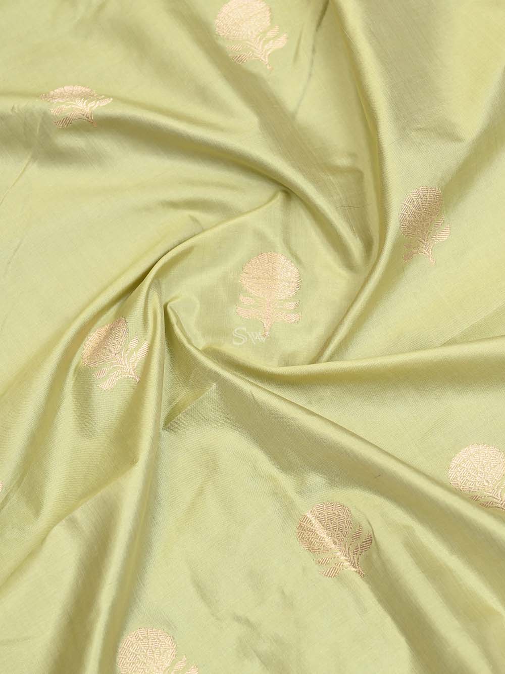 Light Moss Green Katan Silk Handloom Banarasi Suit - Sacred Weaves