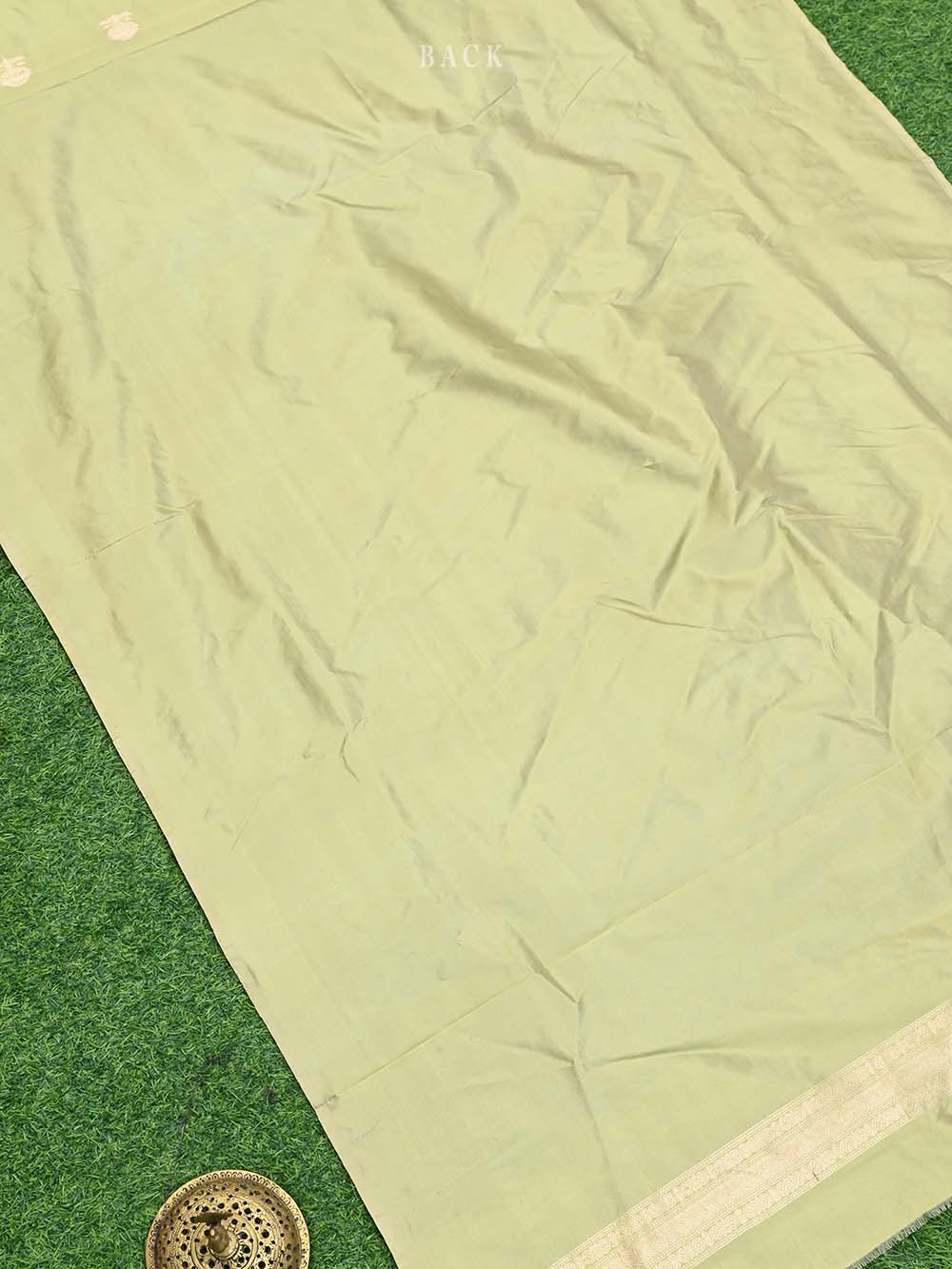Light Moss Green Katan Silk Handloom Banarasi Suit - Sacred Weaves