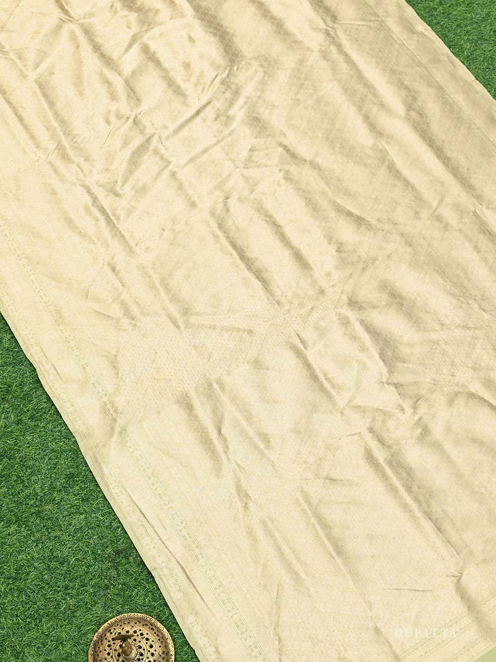 Light Moss Green Katan Silk Handloom Banarasi Suit - Sacred Weaves