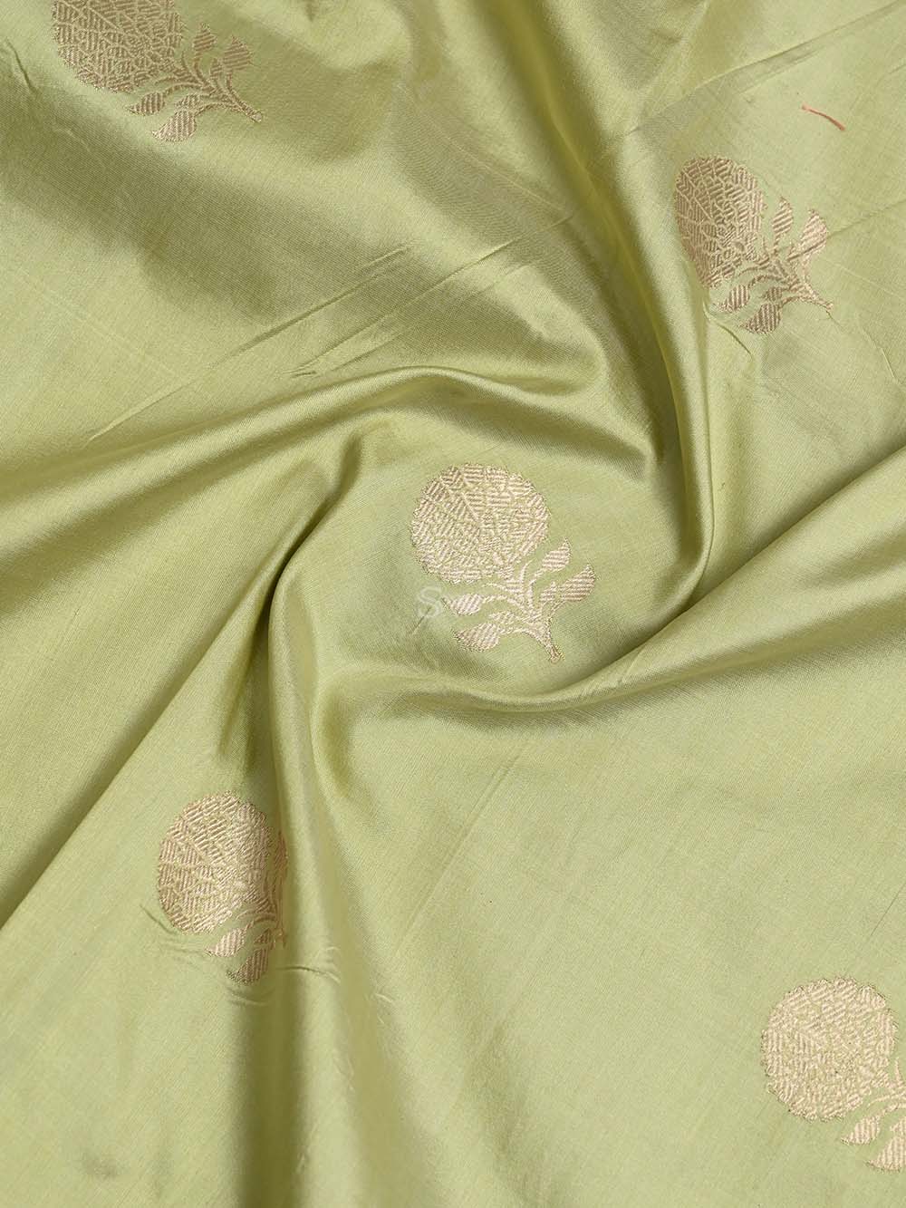 Pista Green Katan Silk Handloom Banarasi Suit - Sacred Weaves