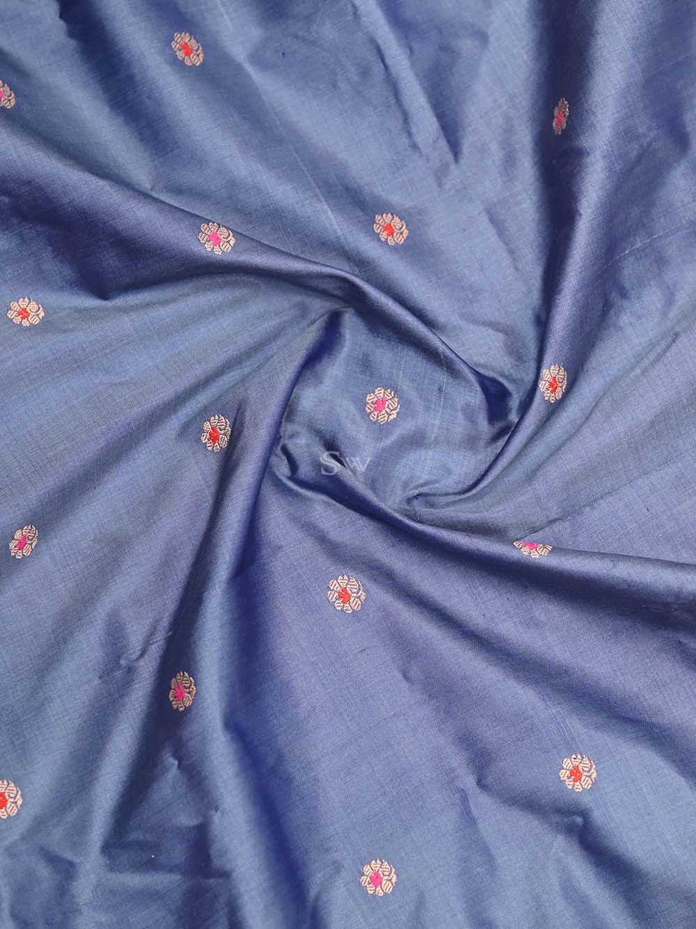 Grey Katan Silk Handloom Banarasi Dupatta - Sacred Weaves