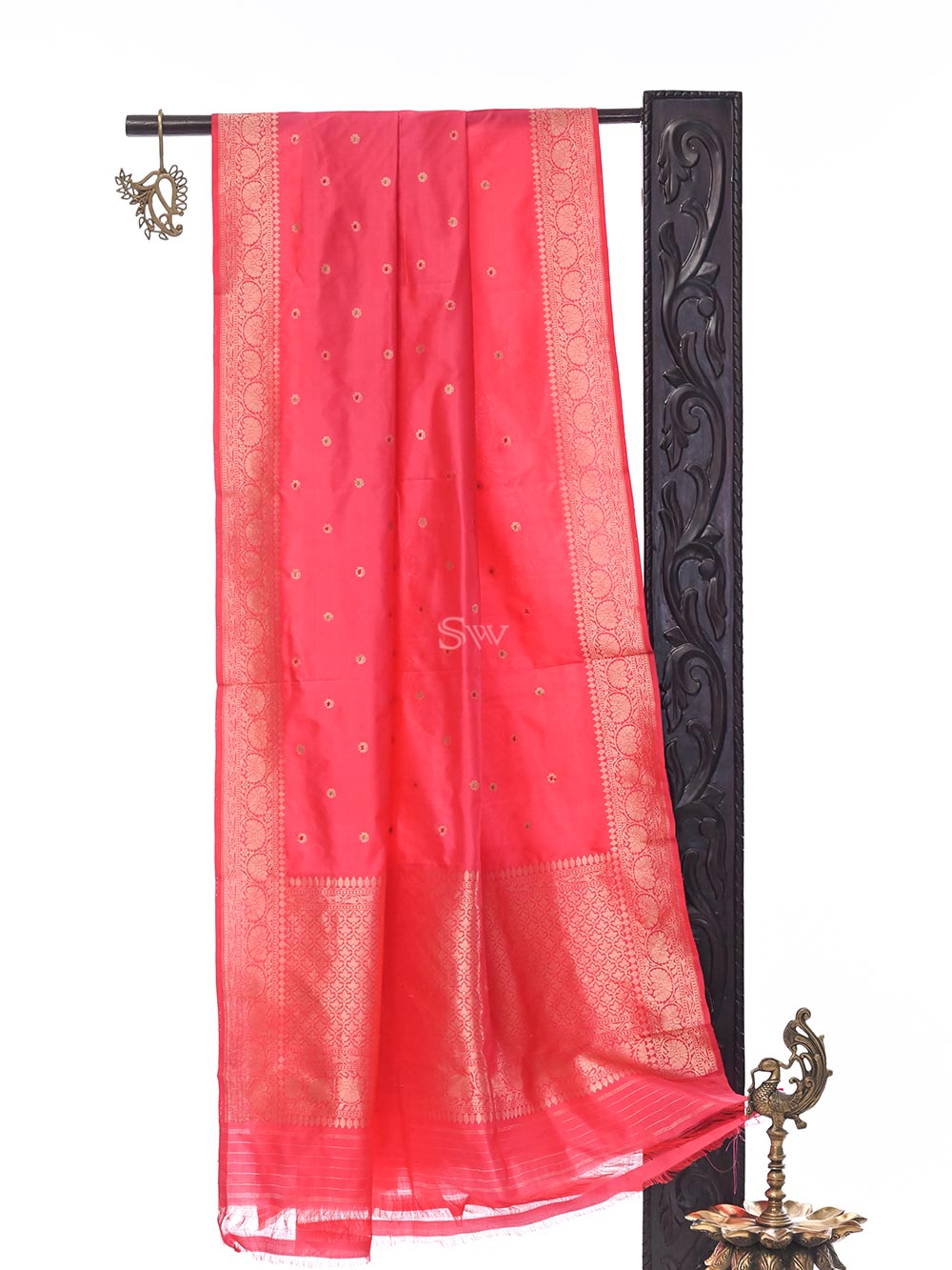 Pink Katan Silk Handloom Banarasi Dupatta - Sacred Weaves