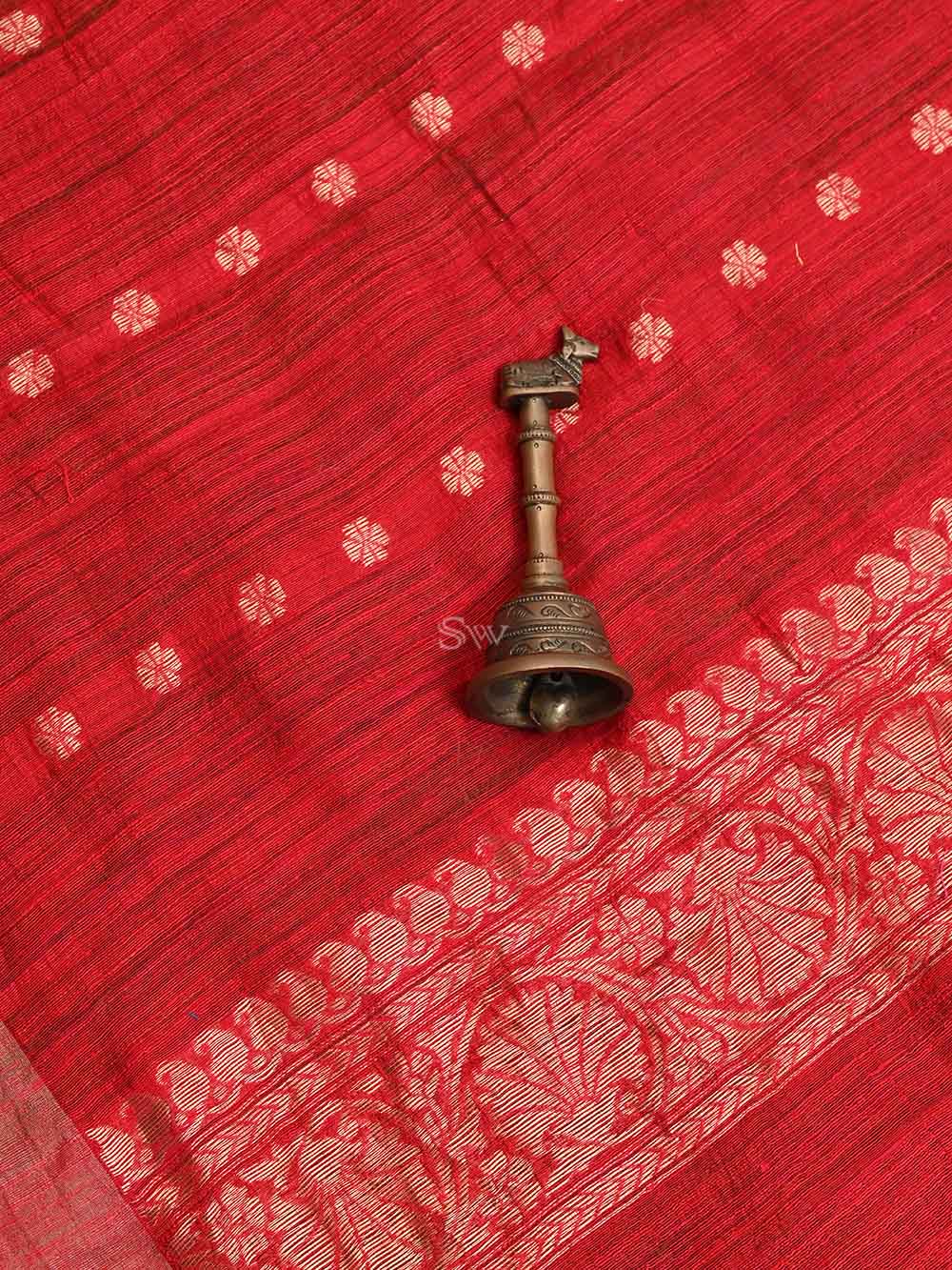 Red Dupion Silk Handloom Banarasi Suit - Sacred Weaves