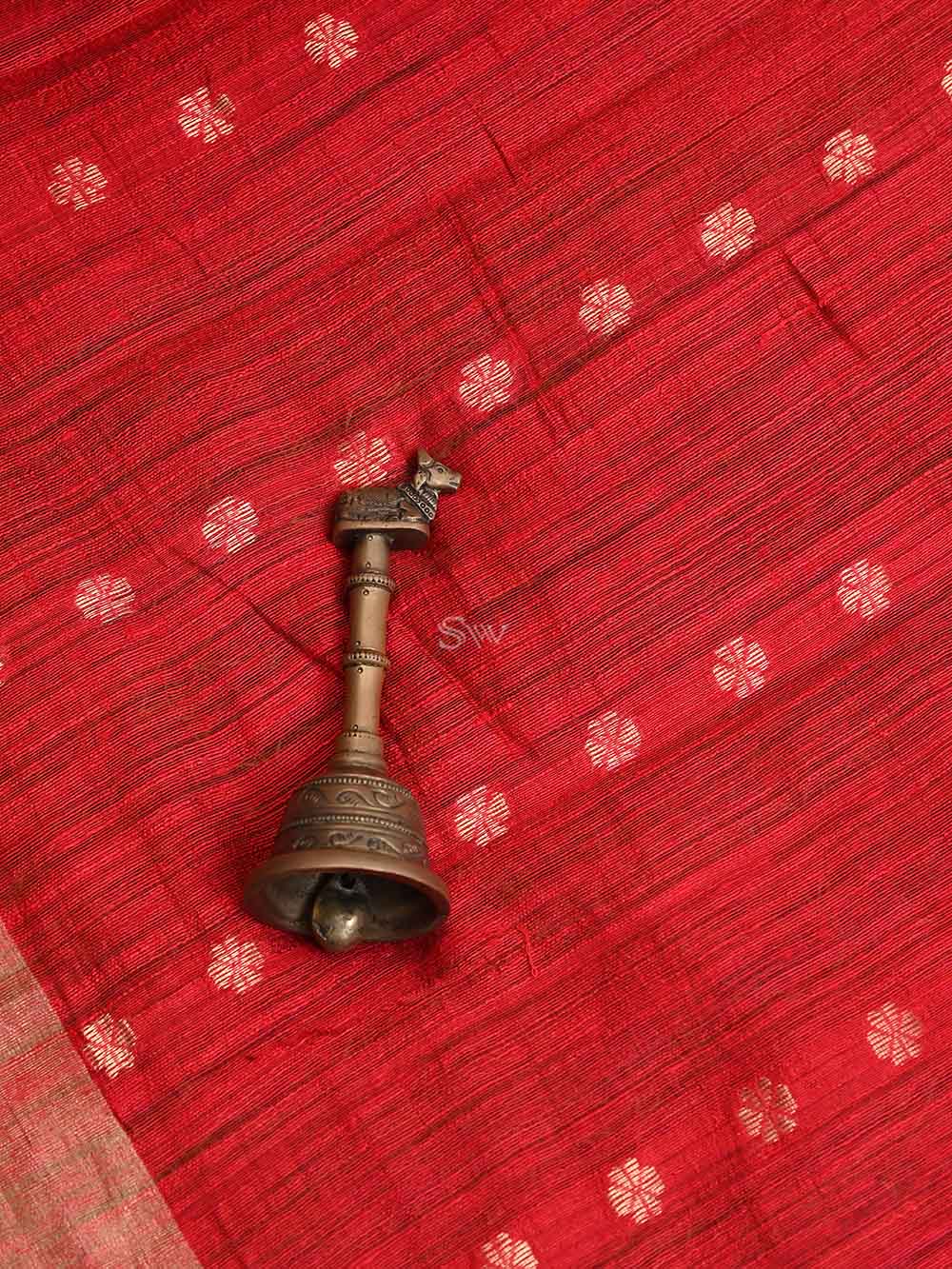 Red Dupion Silk Handloom Banarasi Suit - Sacred Weaves