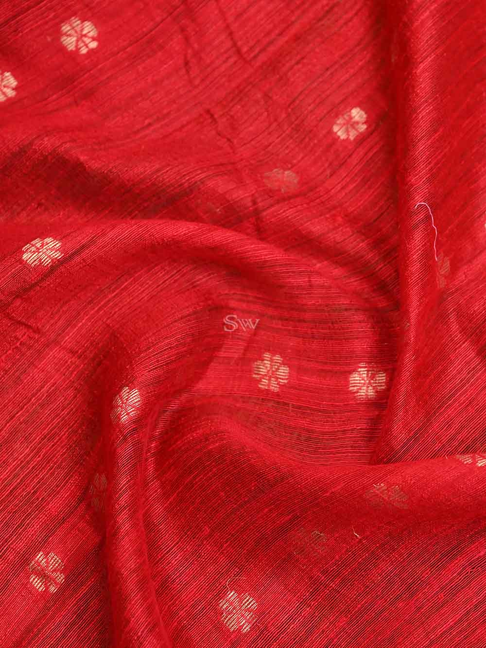 Red Dupion Silk Handloom Banarasi Suit - Sacred Weaves