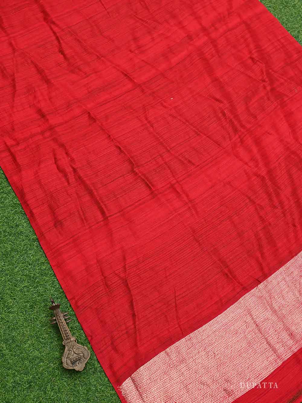 Red Dupion Silk Handloom Banarasi Suit - Sacred Weaves