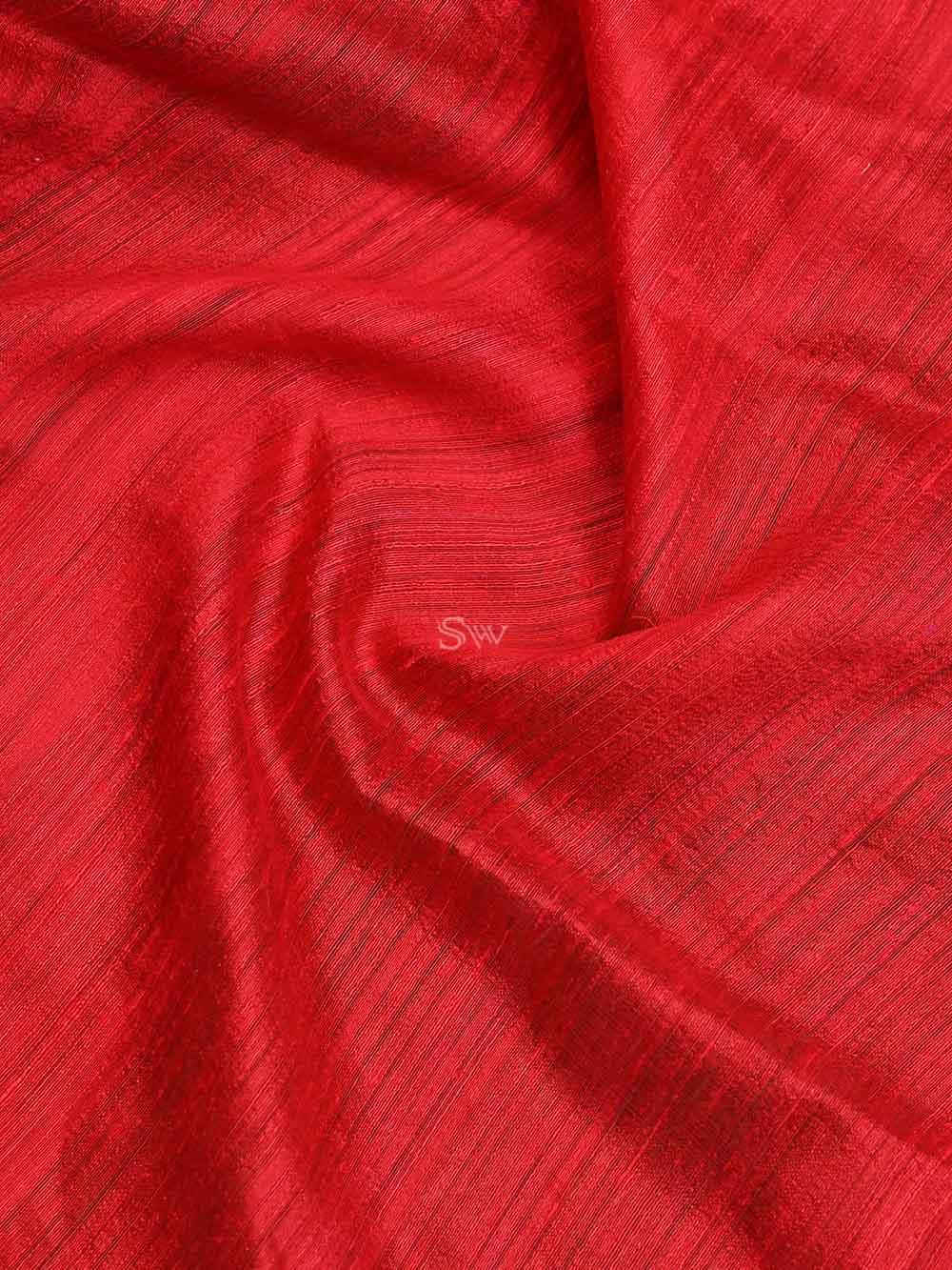 Red Dupion Silk Handloom Banarasi Suit - Sacred Weaves