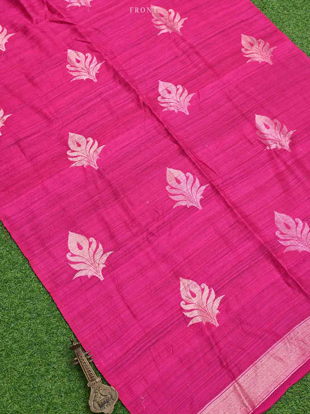 Dark Pink Dupion Silk Handloom Banarasi Suit - Sacred Weaves