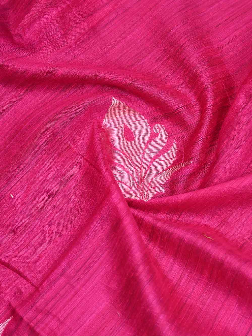 Dark Pink Dupion Silk Handloom Banarasi Suit - Sacred Weaves