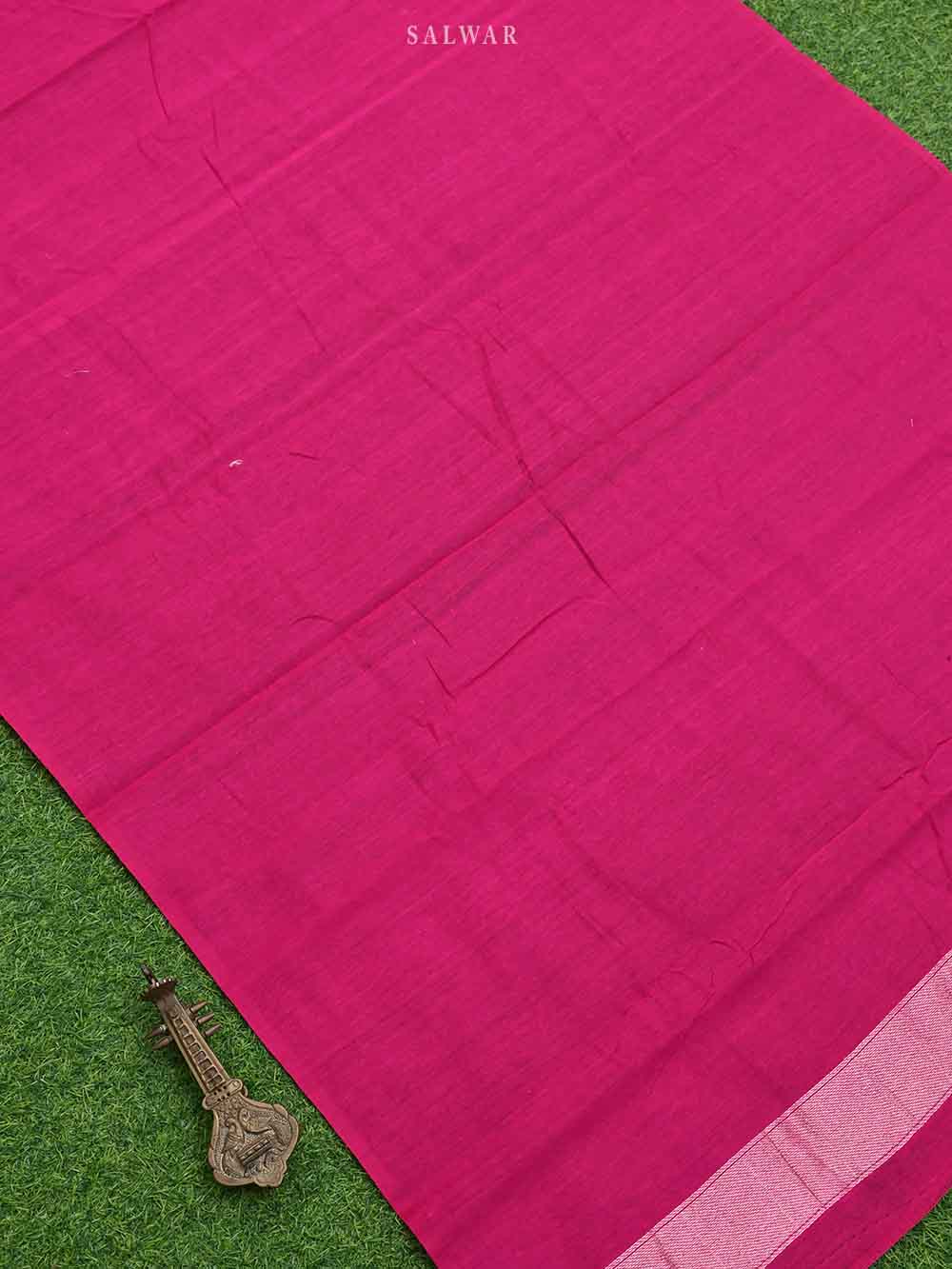 Dark Pink Dupion Silk Handloom Banarasi Suit - Sacred Weaves