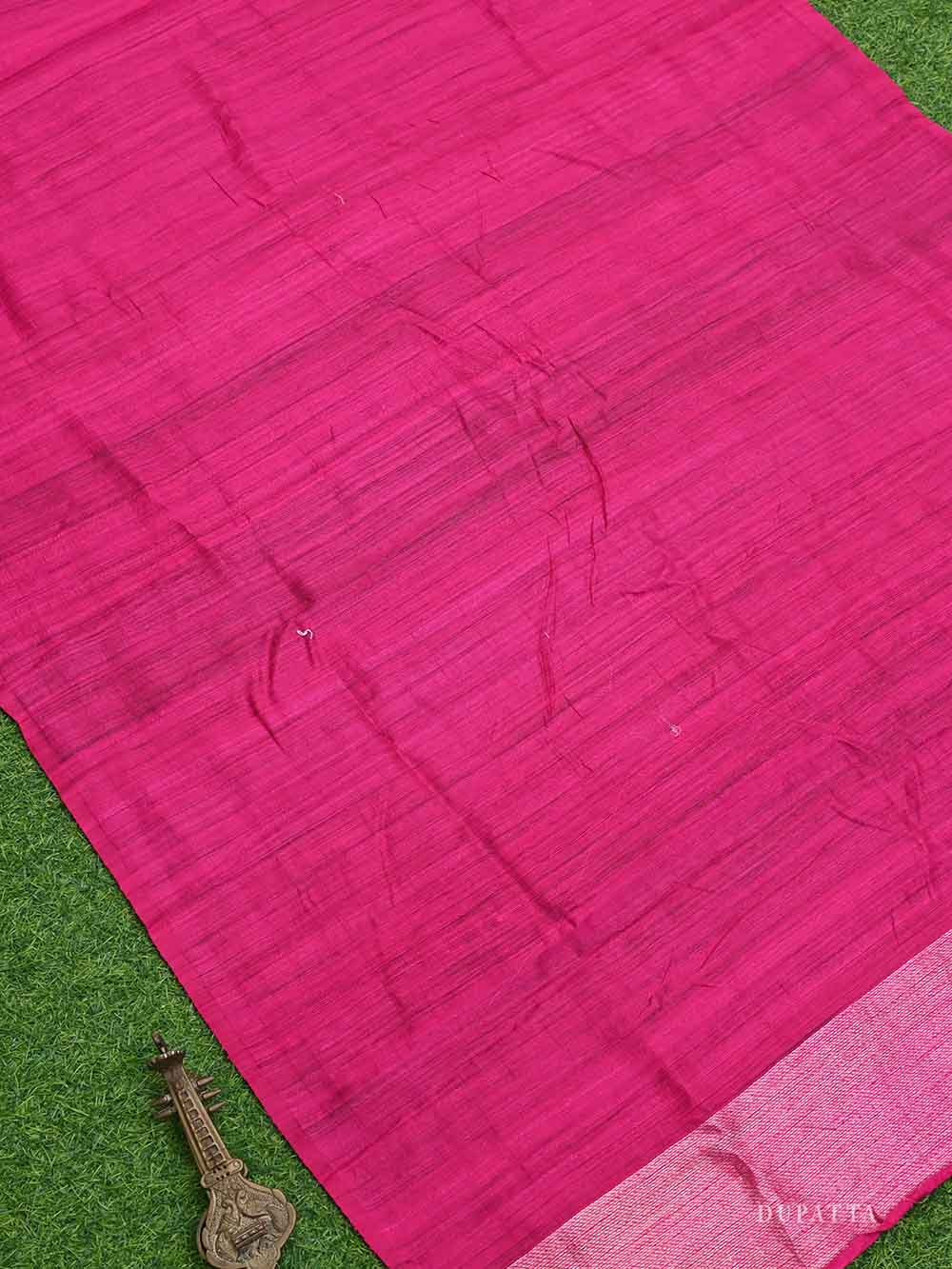 Dark Pink Dupion Silk Handloom Banarasi Suit - Sacred Weaves
