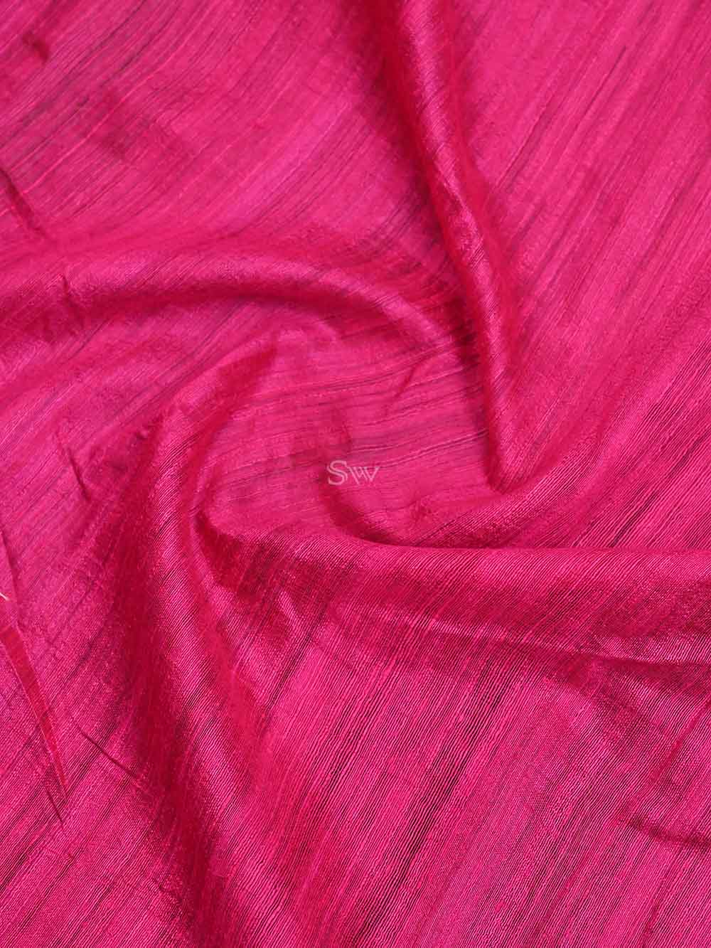 Dark Pink Dupion Silk Handloom Banarasi Suit - Sacred Weaves